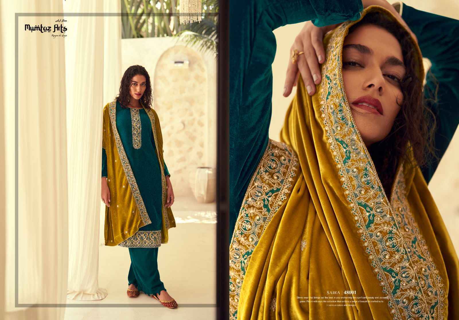 Buy Aashirwad Mor Bagh Eman Velvet Designer Dress Material wholesale