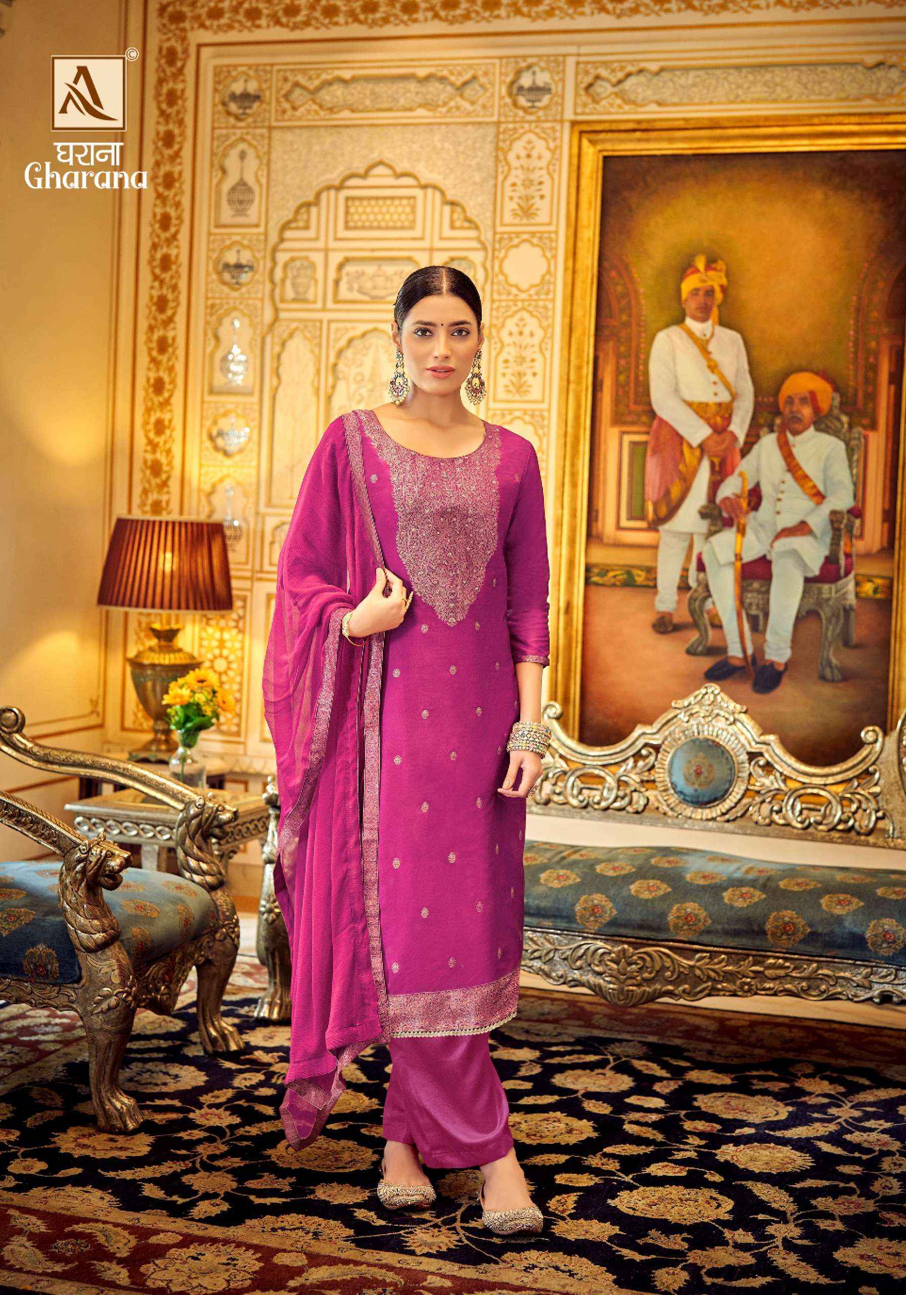 Ganga Gharana Designer Print Velvet Suit - Winter Collection