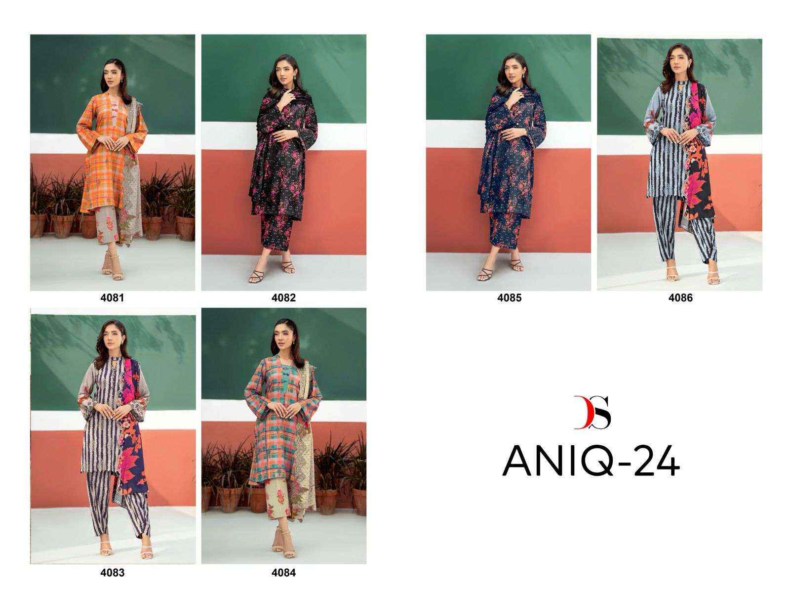 DEEPSY SUITS ANIQ 24 COTTON PAKISTANI DRESS MATERIAL ( 6 PCS CATALOG )