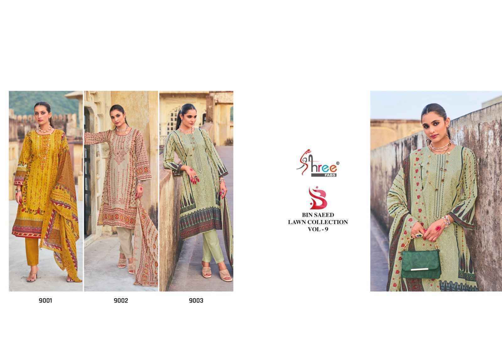 Shree Fabs Bin Saeed Lawn Collection Vol 9 Lawn Cotton Dress Material 