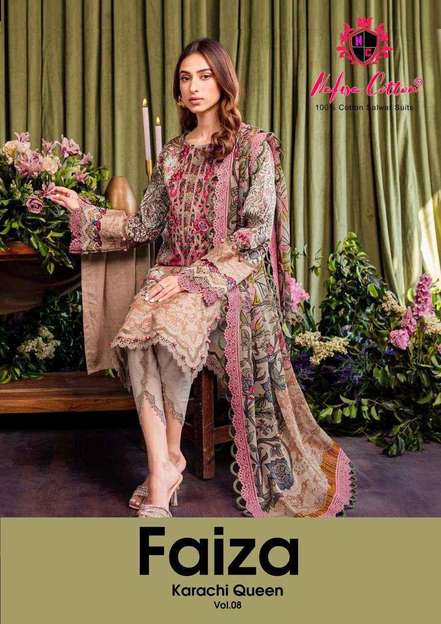 NAFISA COTTON FAIZA KARACHI QUEEN VOL 8 COTTON KARACHI SUIT ( 6 PCS CATALOG )