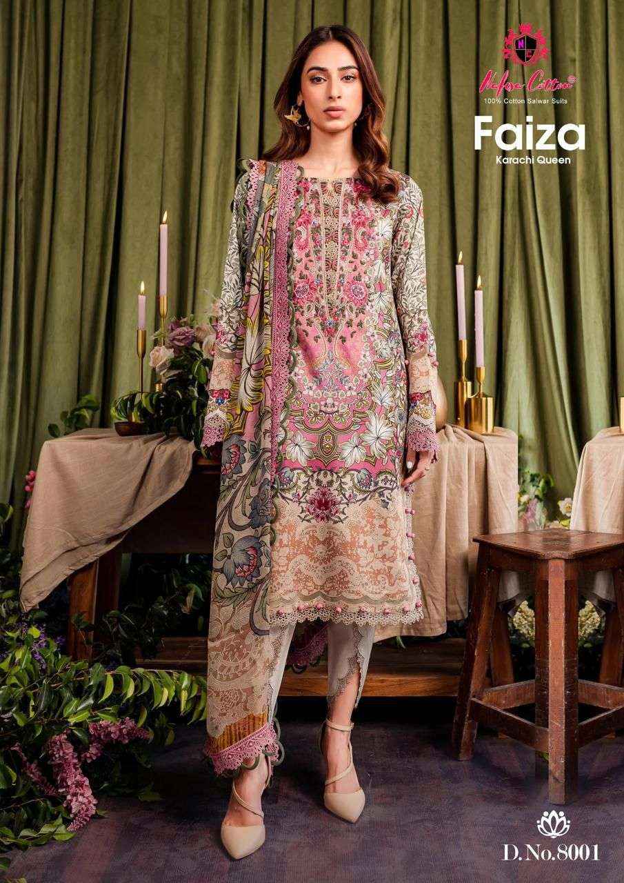 NAFISA COTTON FAIZA KARACHI QUEEN VOL 8 COTTON KARACHI SUIT ( 6 PCS CATALOG )