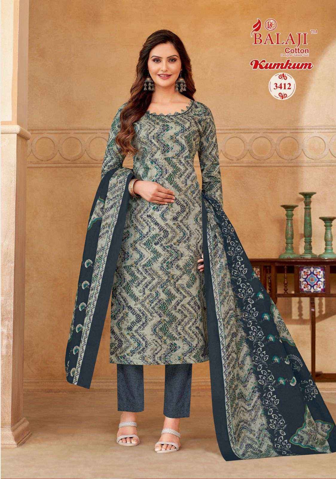 BALAJI COTTON KUMKUM VOL 34 COTTON DRESS MATERIAL ( 12 PCS CATALOG )