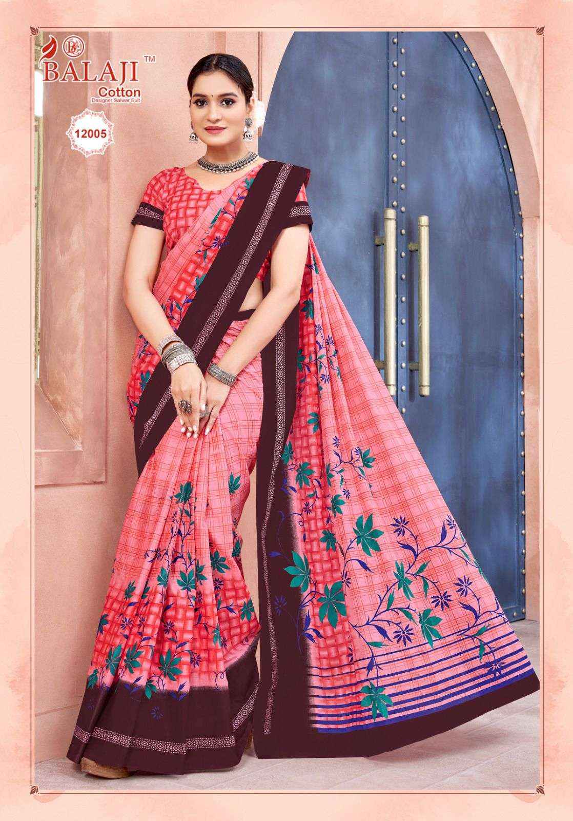 BALAJI COTTON LEELAVATHI VOL 12 PURE COTTON SAREE ( 20 PCS CATALOG )