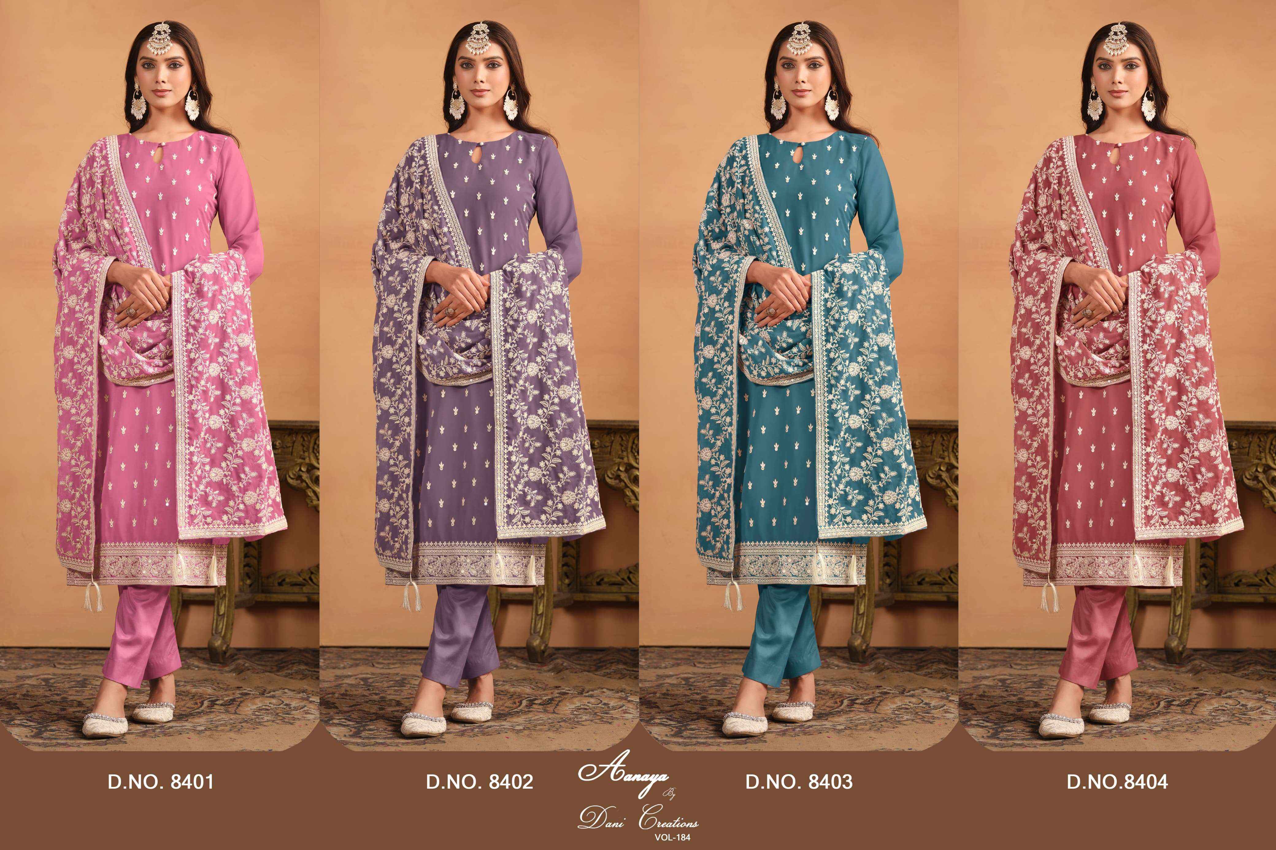 DANI CREATION AANAYA VOL 184 PARTY WEAR suits ( 4 PCS CATALOG )