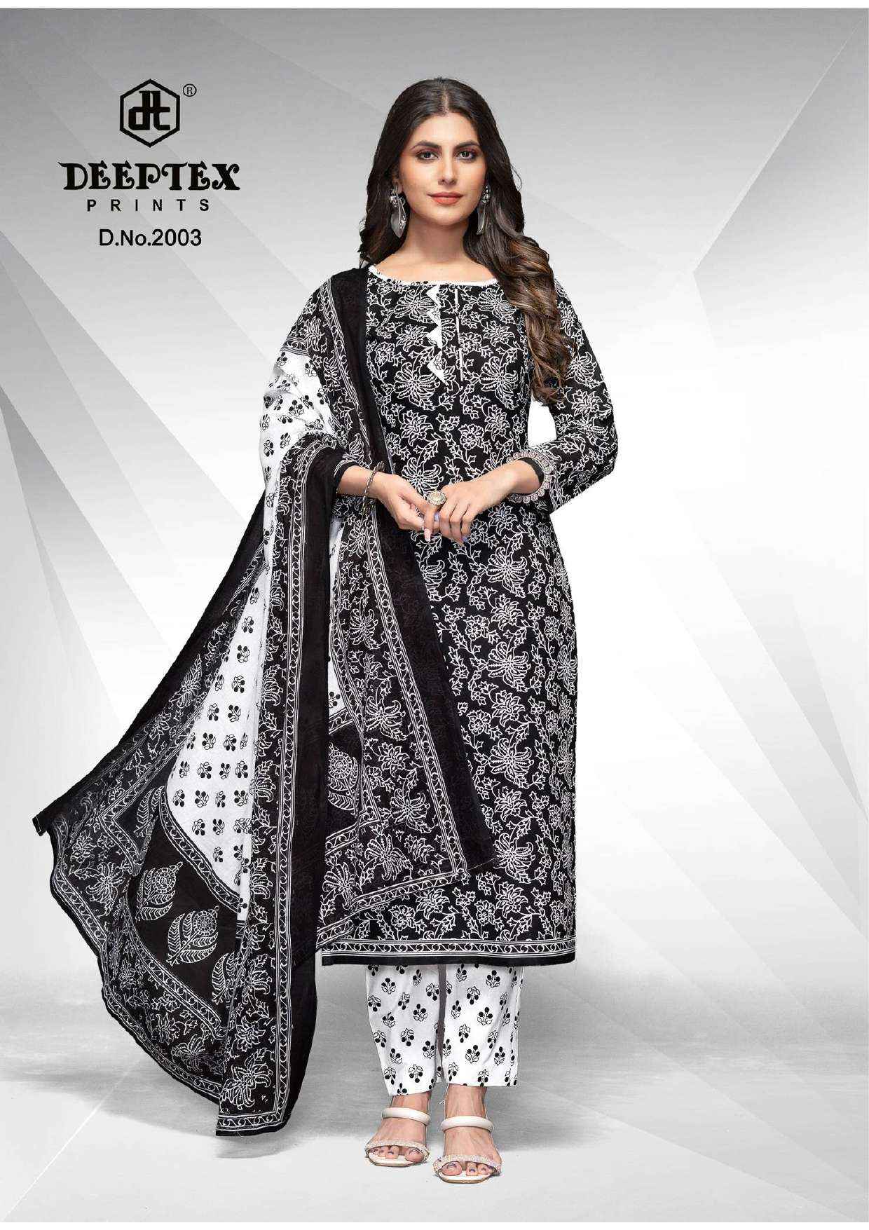 DEEPTEX PRINTS AALIZA BLACK & WHITE SPECIAL VOL 2 PURE COTTON SUITS ( 10 PCS CATALOG )