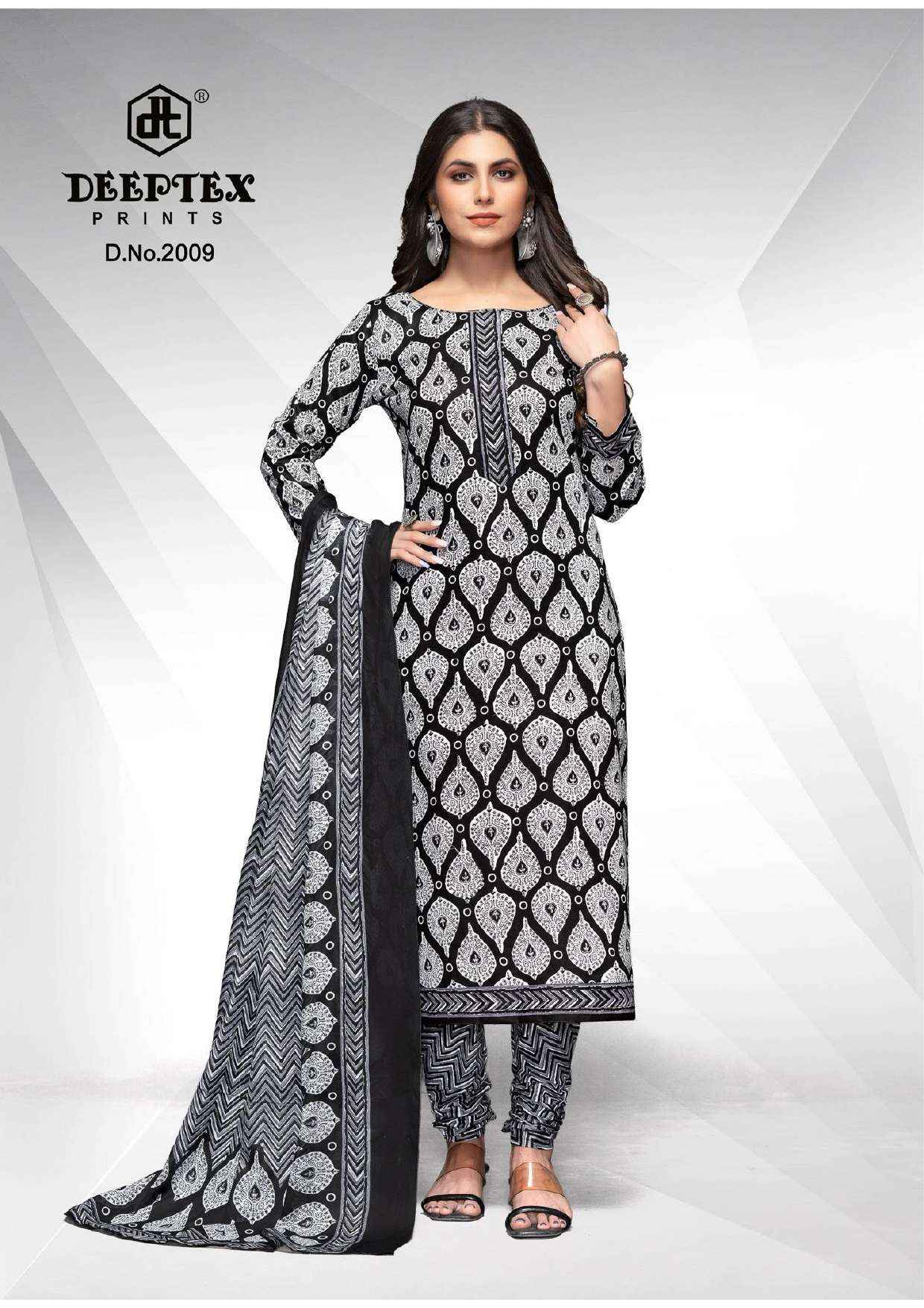 DEEPTEX PRINTS AALIZA BLACK & WHITE SPECIAL VOL 2 PURE COTTON SUITS ( 10 PCS CATALOG )