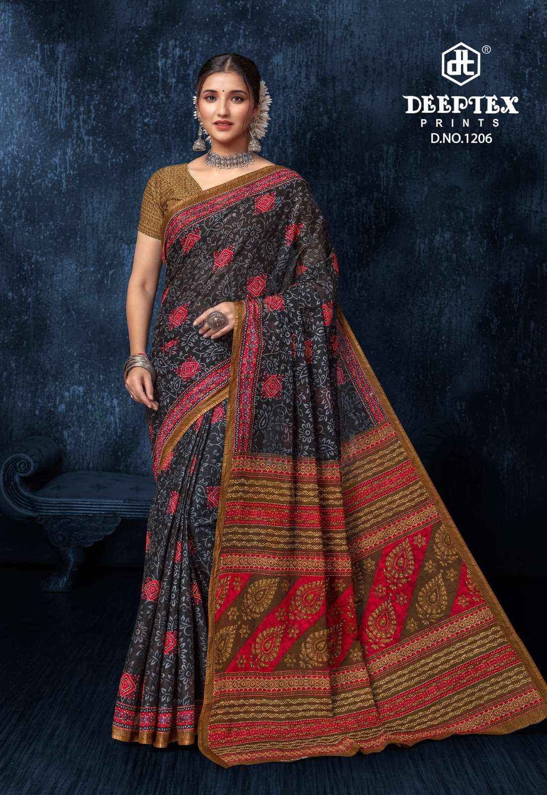 DEEPTEX PRINTS PRIME TIME VOL 12 COTTON PRINT SAREE ( 10 PCS CATALOG )