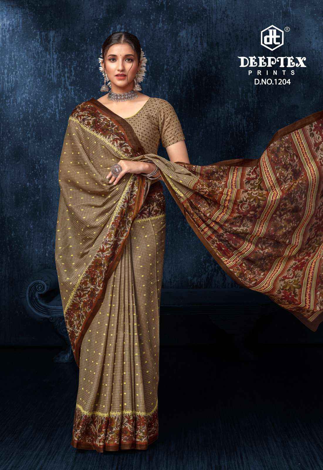 DEEPTEX PRINTS PRIME TIME VOL 12 COTTON PRINT SAREE ( 10 PCS CATALOG )