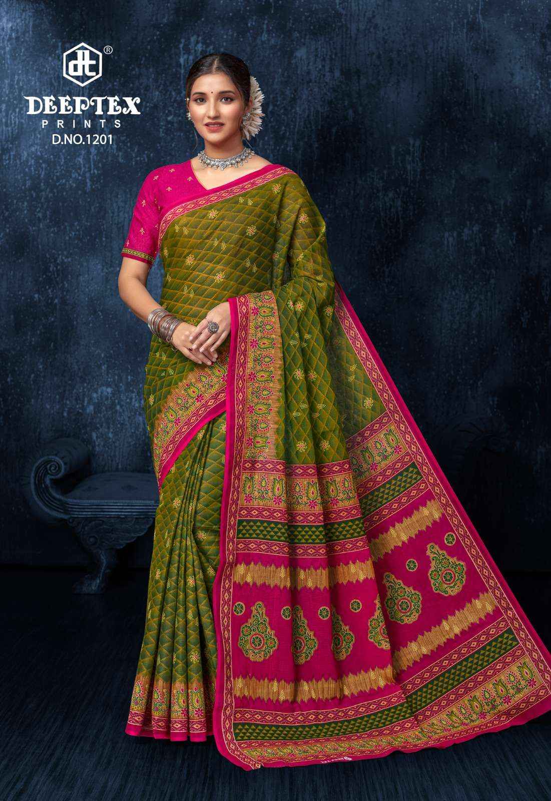 DEEPTEX PRINTS PRIME TIME VOL 12 COTTON PRINT SAREE ( 10 PCS CATALOG )