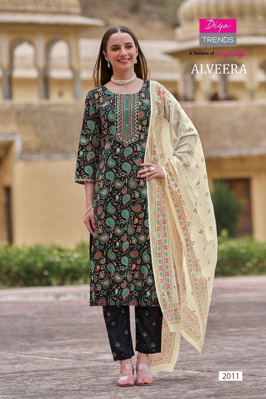 DIYA TRENDS ALVEERA RAYON STRAIGHT KURTI WITH PANT AND DUPATTA SET ( 12 PCS CATALOG )