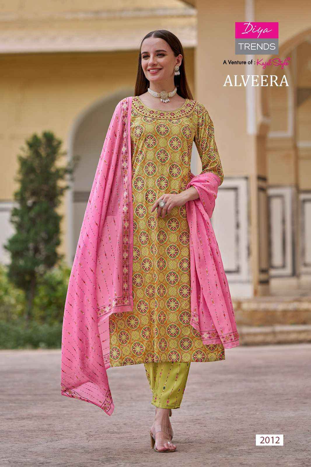 DIYA TRENDS ALVEERA RAYON STRAIGHT KURTI WITH PANT AND DUPATTA SET ( 12 PCS CATALOG )