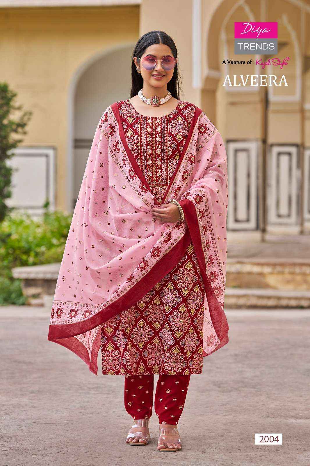 DIYA TRENDS ALVEERA RAYON STRAIGHT KURTI WITH PANT AND DUPATTA SET ( 12 PCS CATALOG )