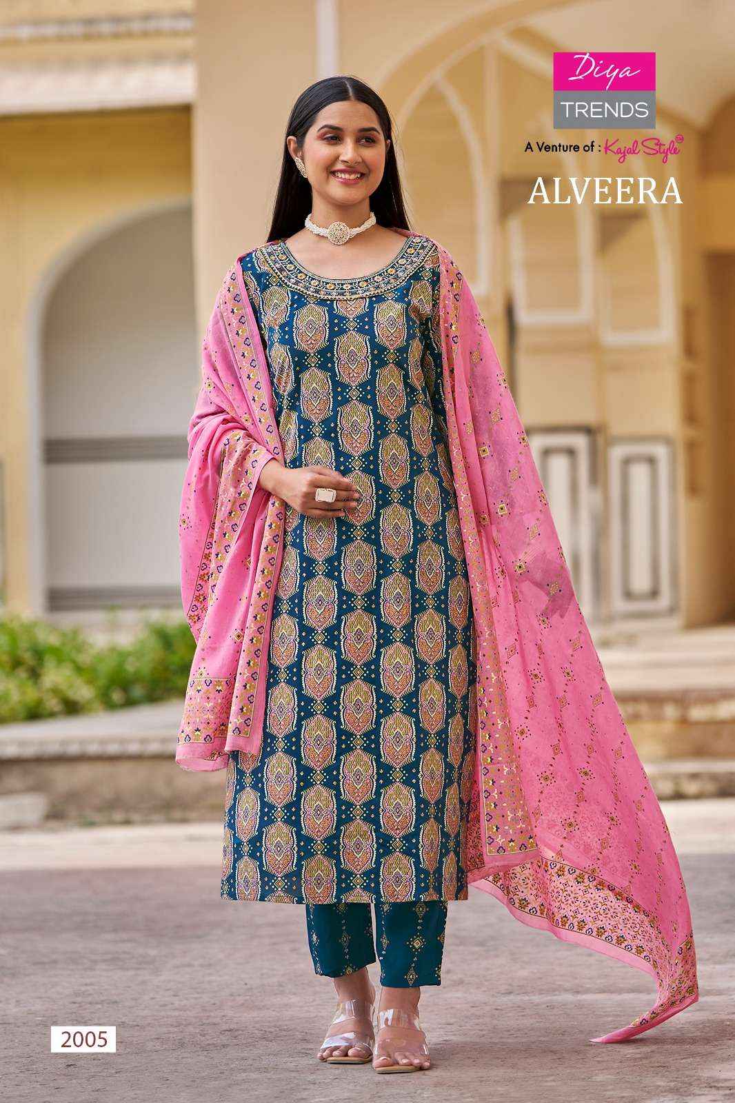 DIYA TRENDS ALVEERA RAYON STRAIGHT KURTI WITH PANT AND DUPATTA SET ( 12 PCS CATALOG )