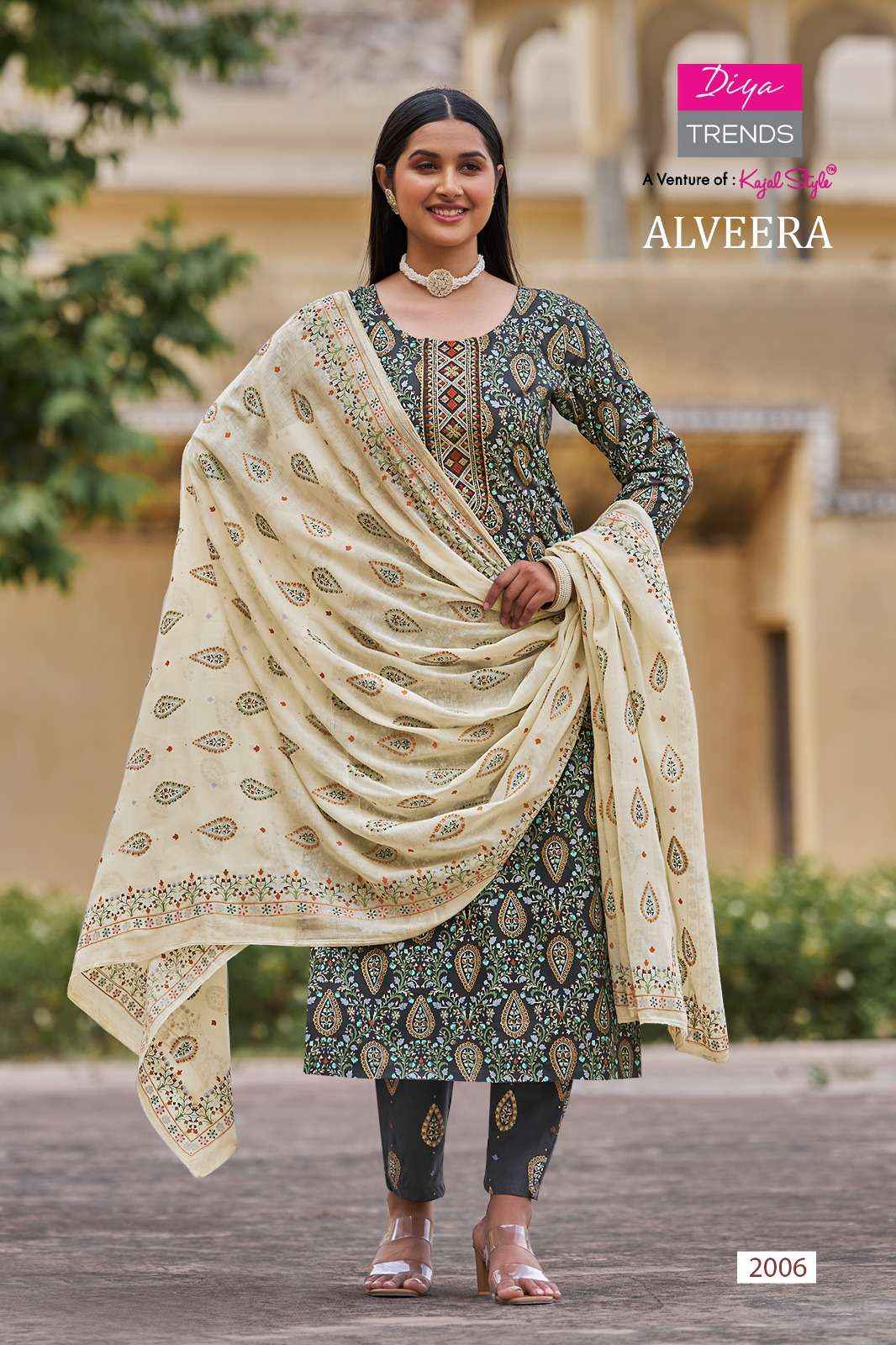 DIYA TRENDS ALVEERA RAYON STRAIGHT KURTI WITH PANT AND DUPATTA SET ( 12 PCS CATALOG )