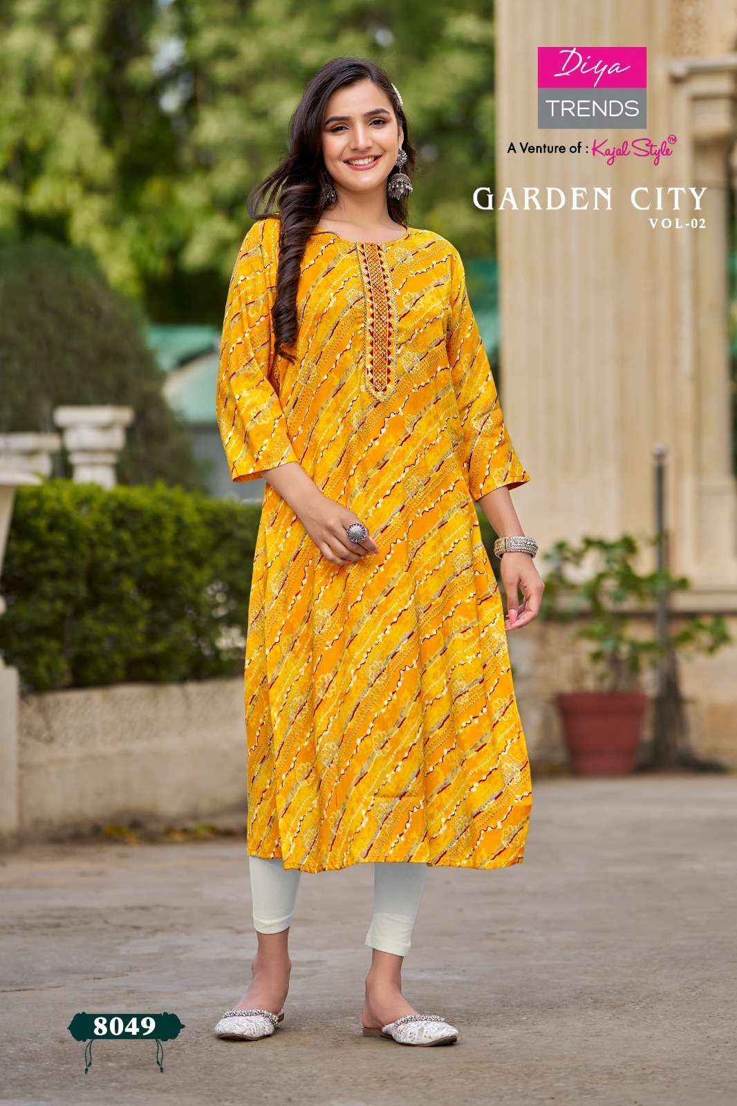 DIYA TRENDS GARDEN CITY VOL 2 RAYON STRAIGHT PATTERN KURTI ( 12 PCS CATALOG )