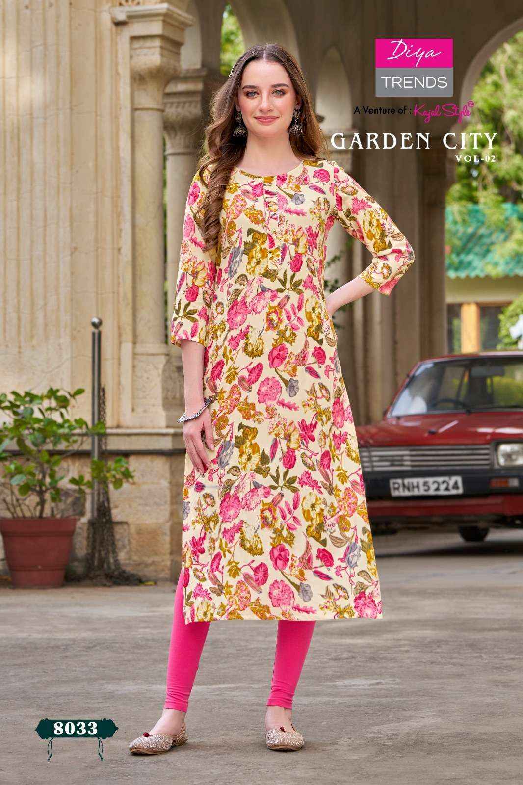 DIYA TRENDS GARDEN CITY VOL 2 RAYON STRAIGHT PATTERN KURTI ( 12 PCS CATALOG )