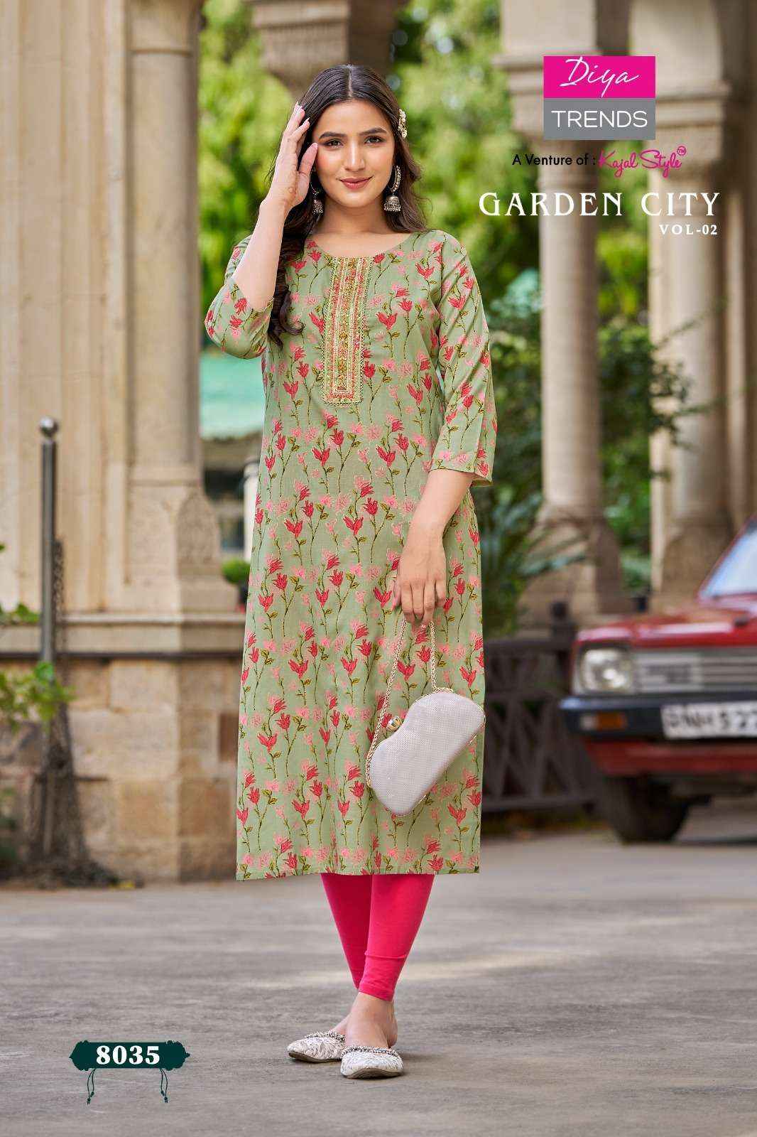 DIYA TRENDS GARDEN CITY VOL 2 RAYON STRAIGHT PATTERN KURTI ( 12 PCS CATALOG )