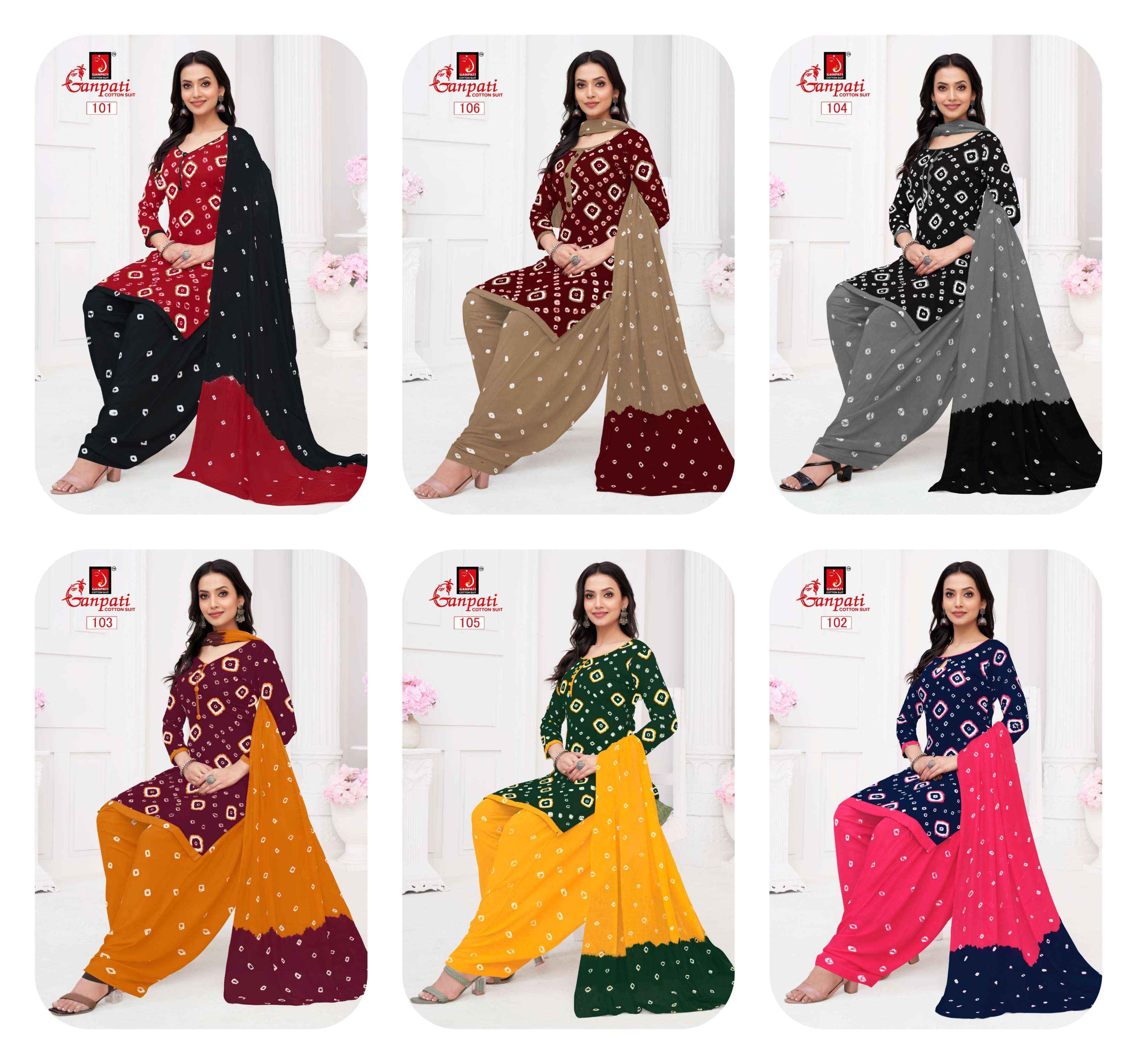 GANPATI BANDHANI VOL 1 COTTON PRINT SALWAR SUIT ( 6 PCS CATALOG )