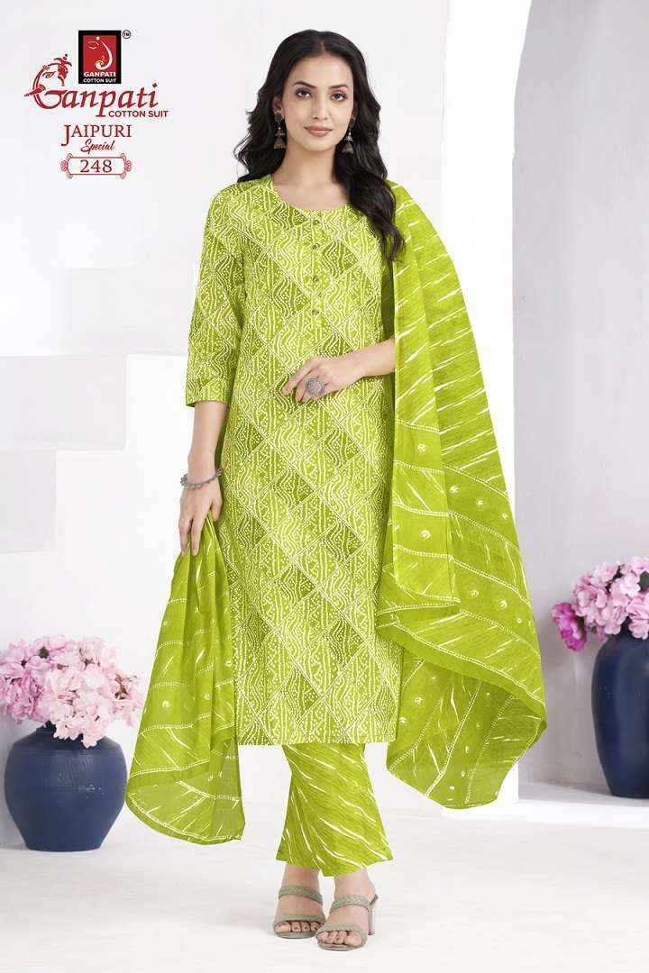 Ganpati Jaipuri Special Vol 10 Pure Cotton Readymade Suits ( 15 Pcs Catalog )