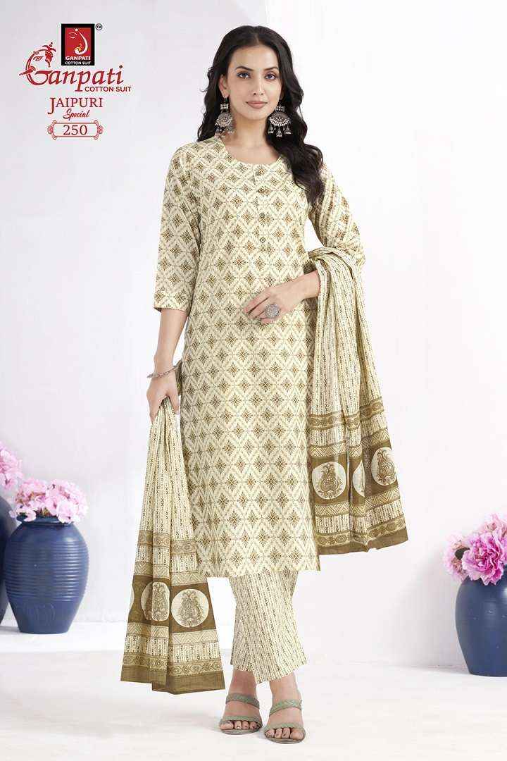 Ganpati Jaipuri Special Vol 10 Pure Cotton Readymade Suits ( 15 Pcs Catalog )