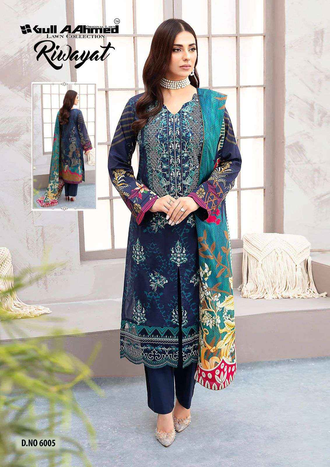 GULL AAHMED RIWAYAT VOL 6 LAWN COTTON PAKISTANI SUITS ( 6 PCS CATALOG )