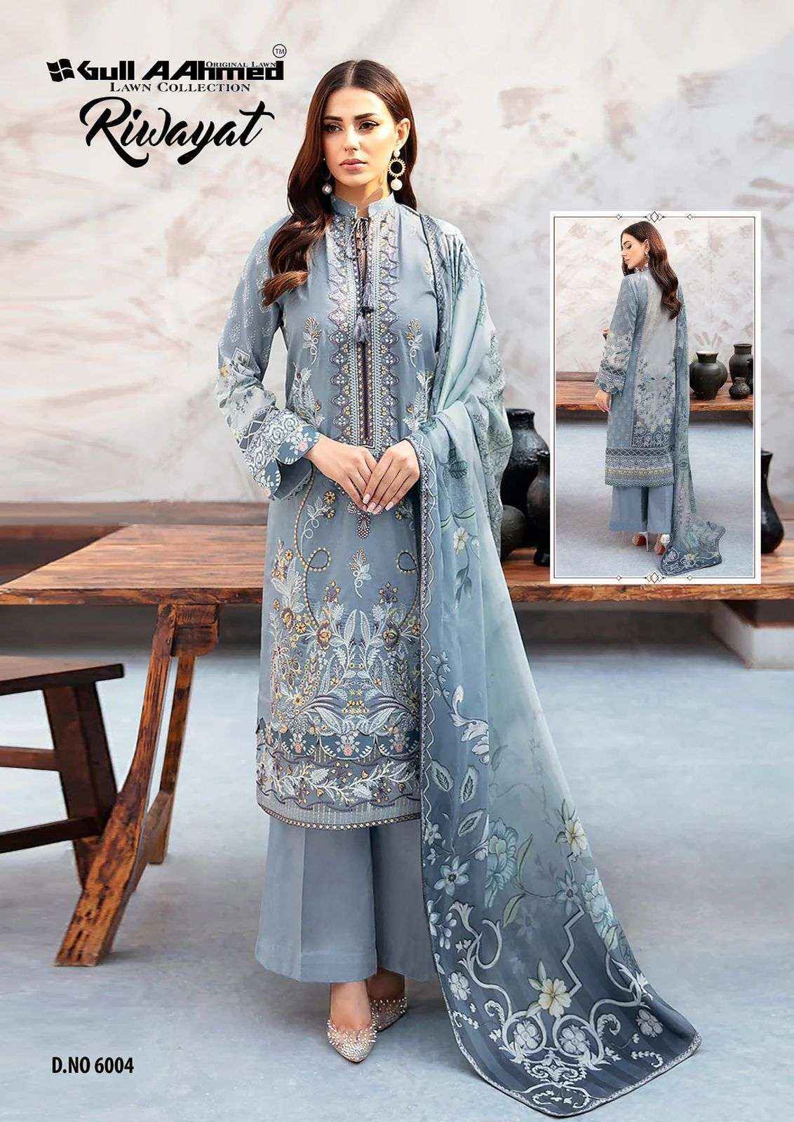 GULL AAHMED RIWAYAT VOL 6 LAWN COTTON PAKISTANI SUITS ( 6 PCS CATALOG )