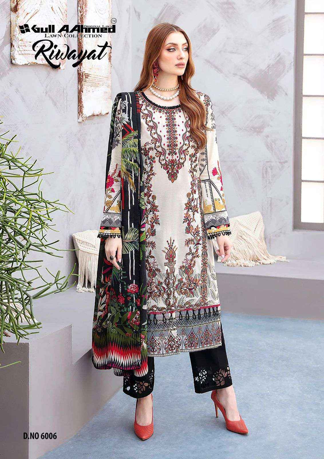 GULL AAHMED RIWAYAT VOL 6 LAWN COTTON PAKISTANI SUITS ( 6 PCS CATALOG )