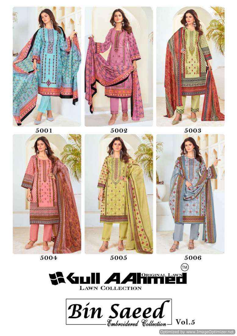 Gull Ahmed Bin Saeed Vol 5 Lawn Pakistani Suits ( 6 Pcs Catalog )