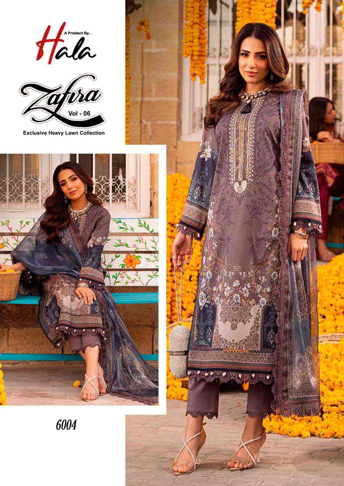 HALA ZAFIRA VOL 6 LAWN COTTON KARACHI PRINT SALWAR SUIT ( 6 PCS CATALOG )