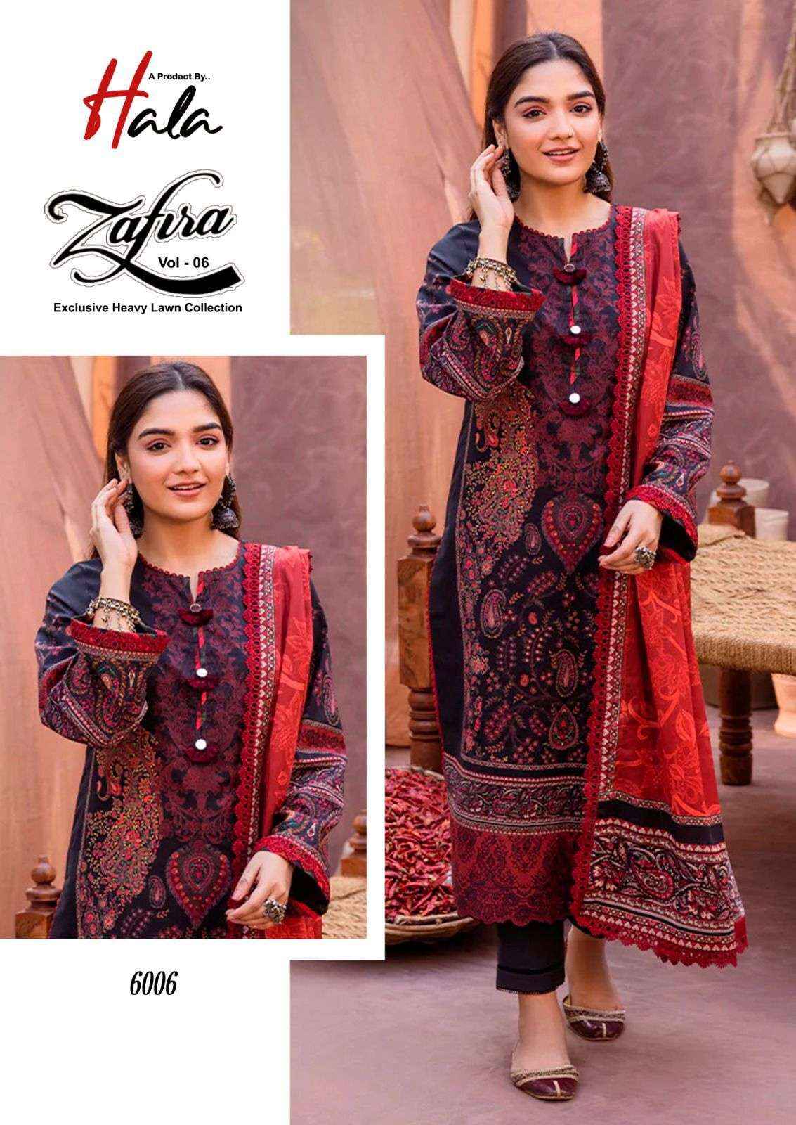 HALA ZAFIRA VOL 6 LAWN COTTON KARACHI PRINT SALWAR SUIT ( 6 PCS CATALOG )