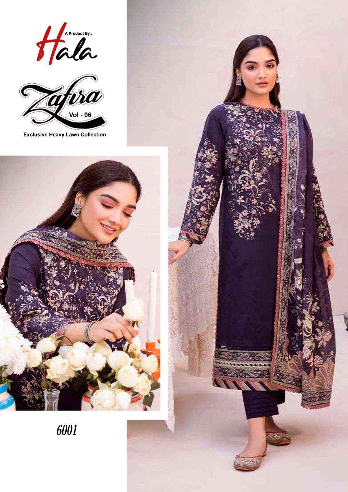 HALA ZAFIRA VOL 6 LAWN COTTON KARACHI PRINT SALWAR SUIT ( 6 PCS CATALOG )