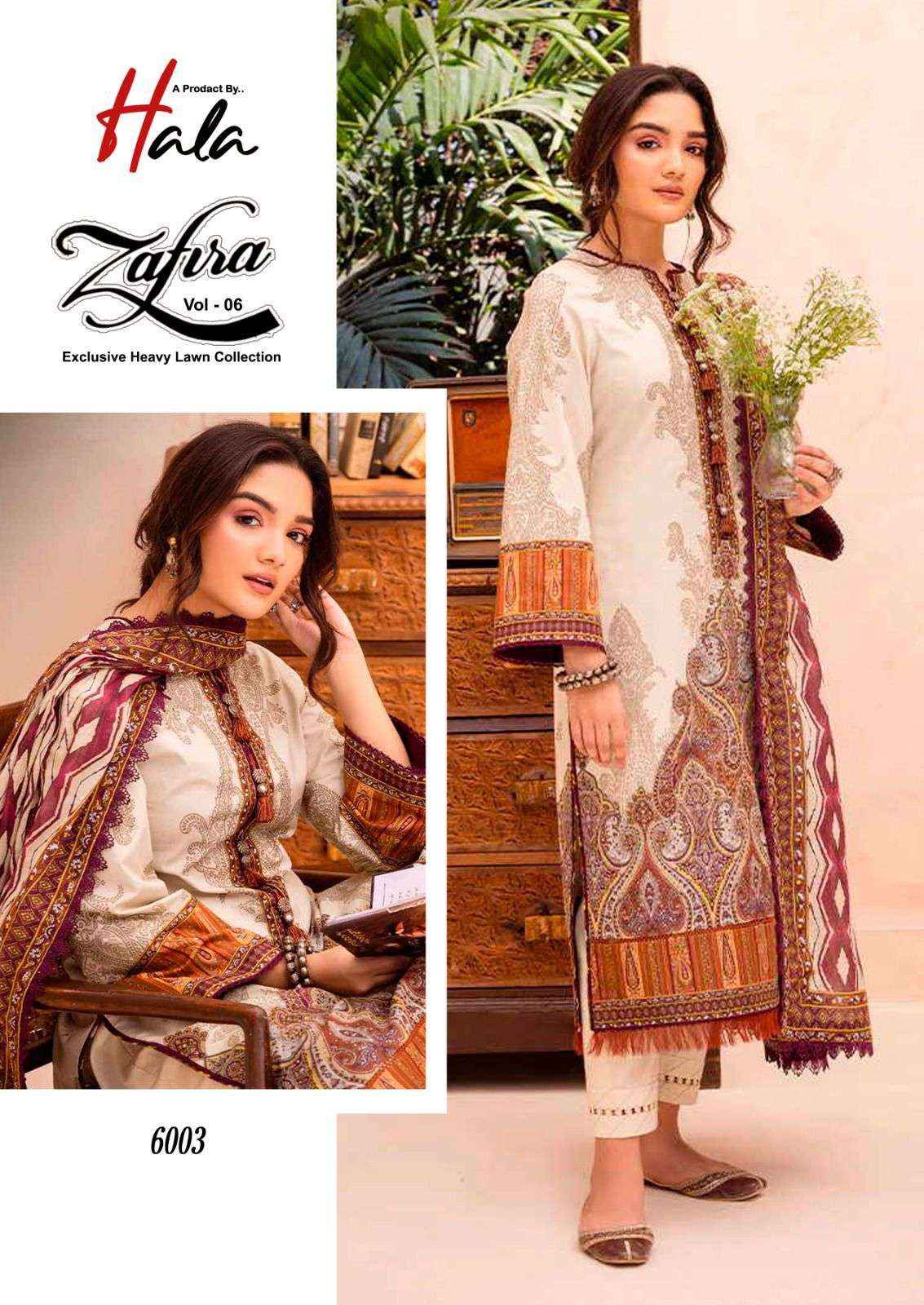 HALA ZAFIRA VOL 6 LAWN COTTON KARACHI PRINT SALWAR SUIT ( 6 PCS CATALOG )