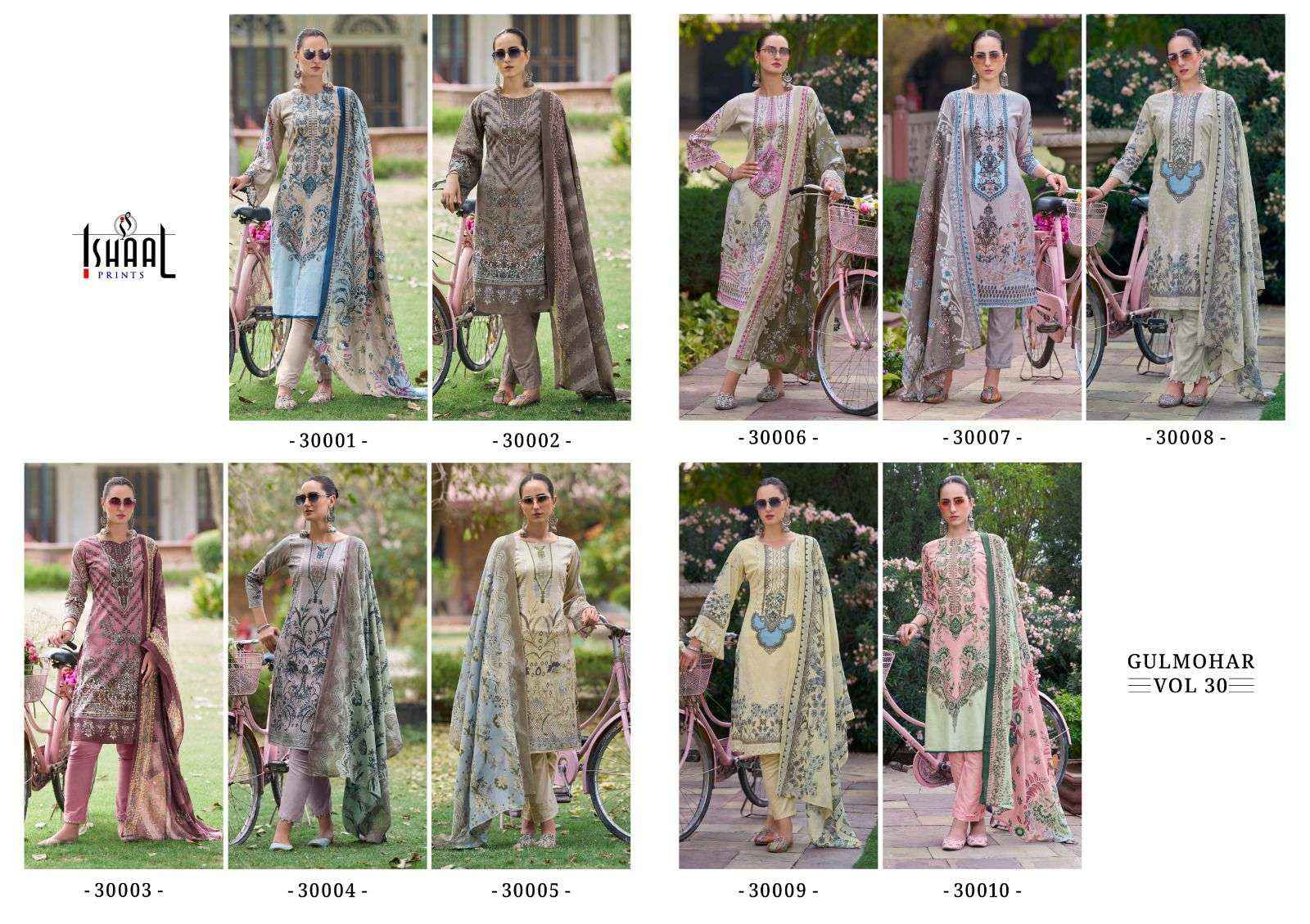 ISHAAL PRINTS GULMOHAR VOL 30 LAWN DRESS MATERIAL ( 10 PCS CATALOG )