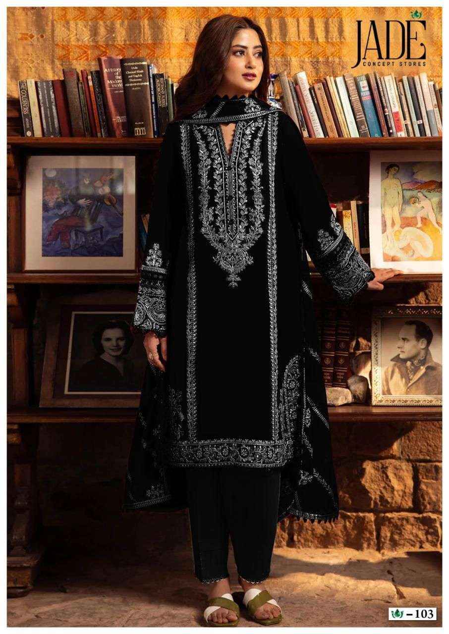 JADE BIN SAEED BLACK AND WHITE LAWN COTTON SUITS ( 6 PCS CATALOG )