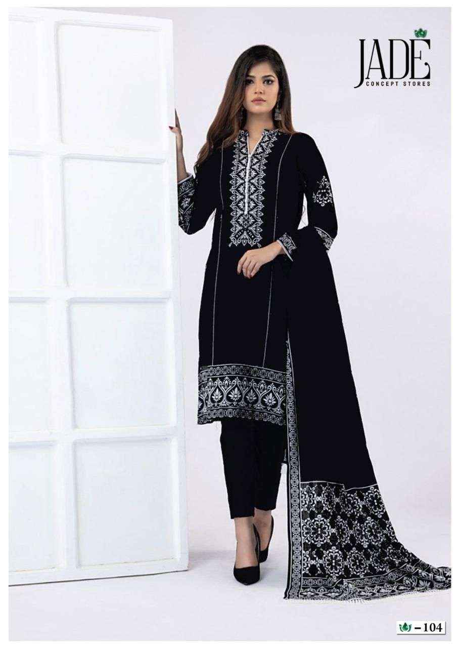 JADE BIN SAEED BLACK AND WHITE LAWN COTTON SUITS ( 6 PCS CATALOG )