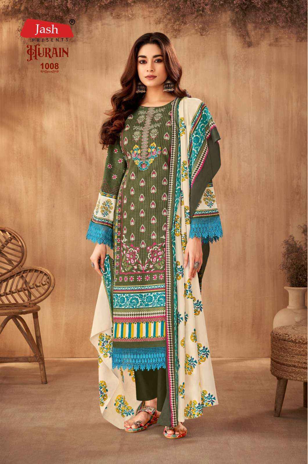 JASH HURAIN VOL 1 LAWN COTTON KARACHI STYLE SUITS ( 8 PCS CATALOG )