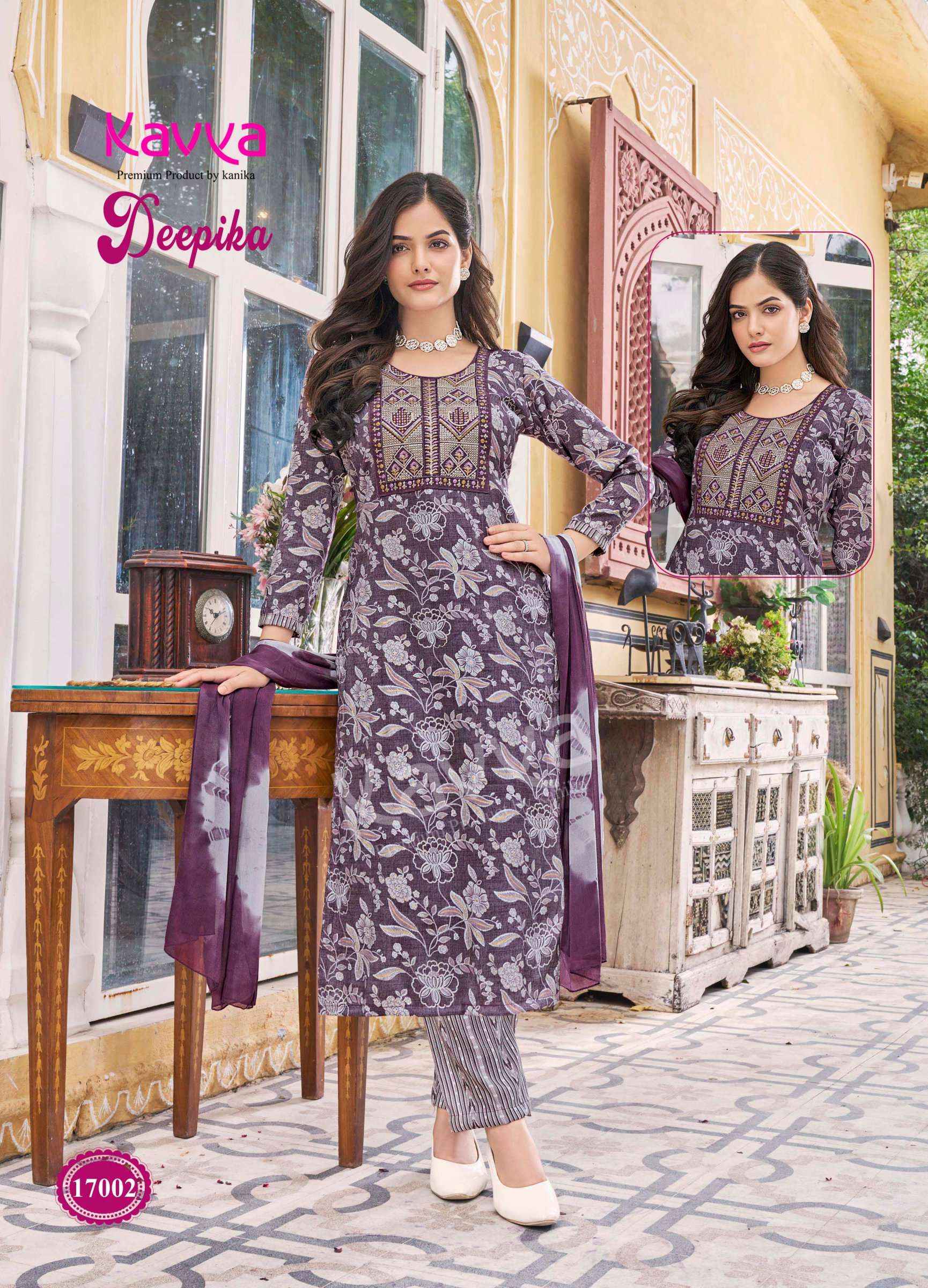 KAVYA DEEPIKA VOL 17 DESIGNER READYMADE SUITS TOP BOTTOM WITH DUPATTA ( 10 PCS CATALOG )