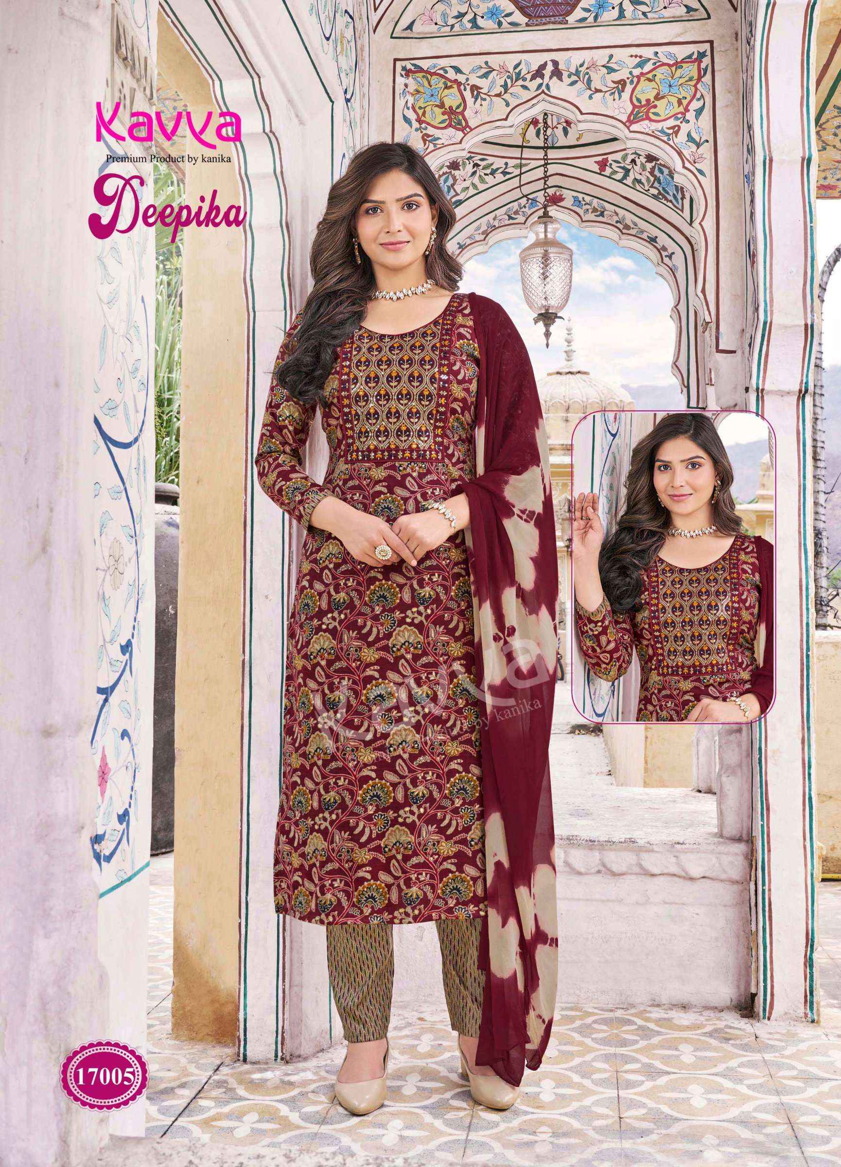 KAVYA DEEPIKA VOL 17 DESIGNER READYMADE SUITS TOP BOTTOM WITH DUPATTA ( 10 PCS CATALOG )