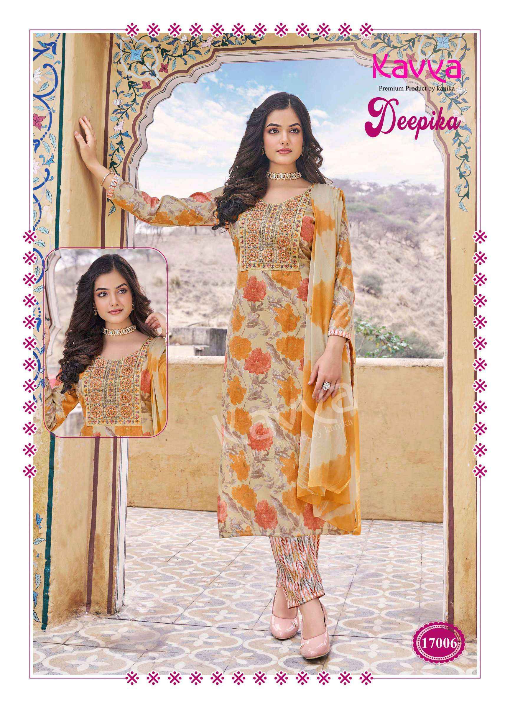 KAVYA DEEPIKA VOL 17 DESIGNER READYMADE SUITS TOP BOTTOM WITH DUPATTA ( 10 PCS CATALOG )