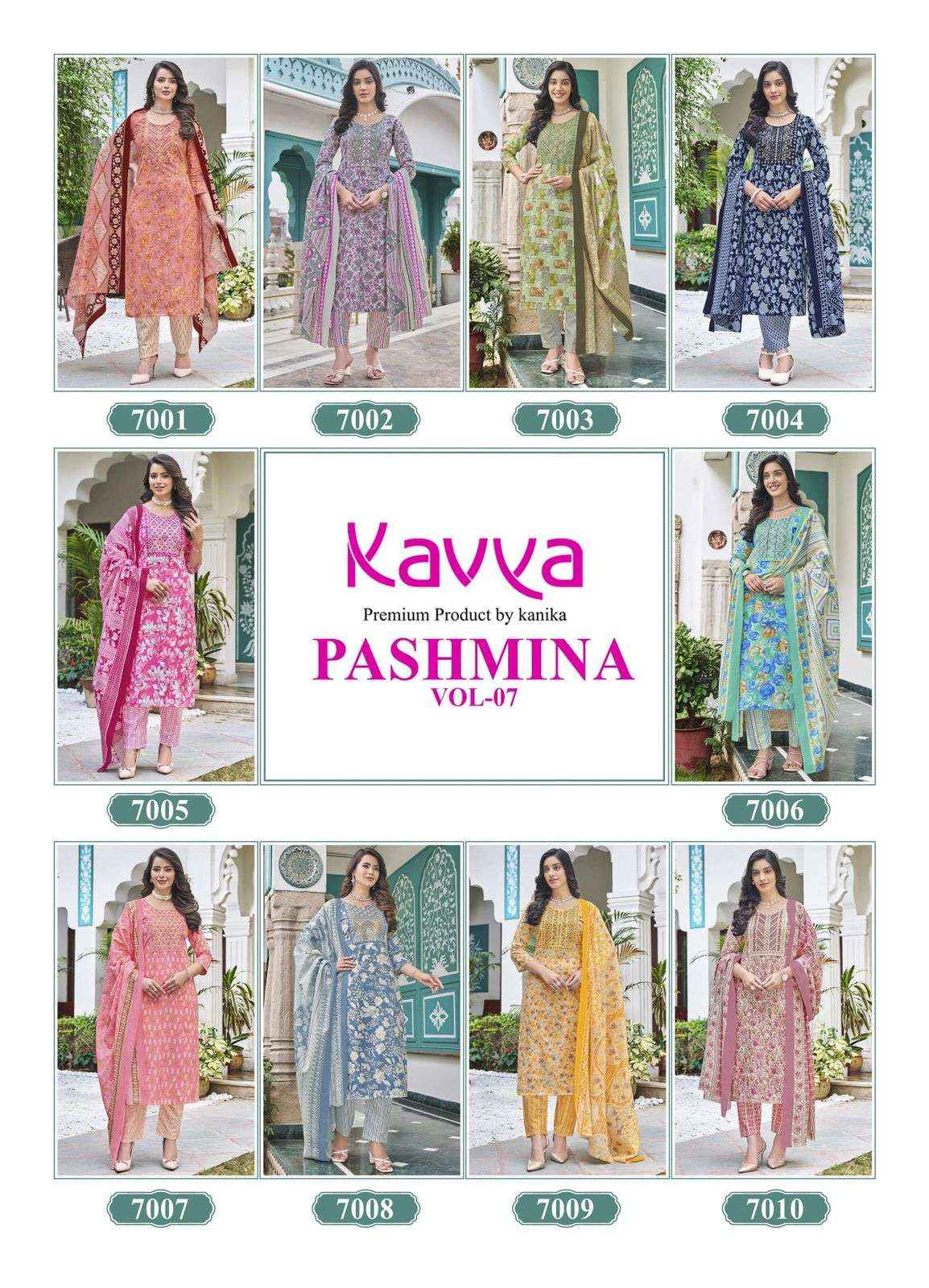 KAVYA PASHMINA VOL 7 COTTON PRINT KURTI COMBO SET ( 10 PCS CATALOG )