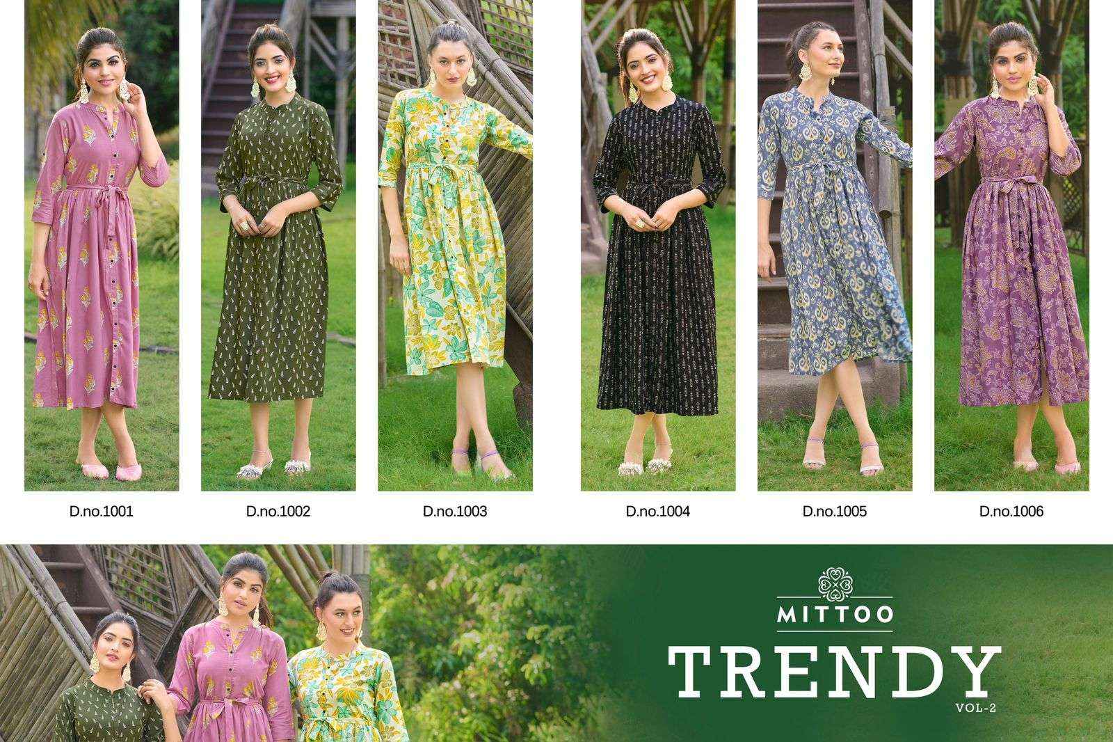 MITTOO TRENDY VOL 2 RAYON PRINTS FANCY MIDI GOWN ( 6 PCS CATALOG )