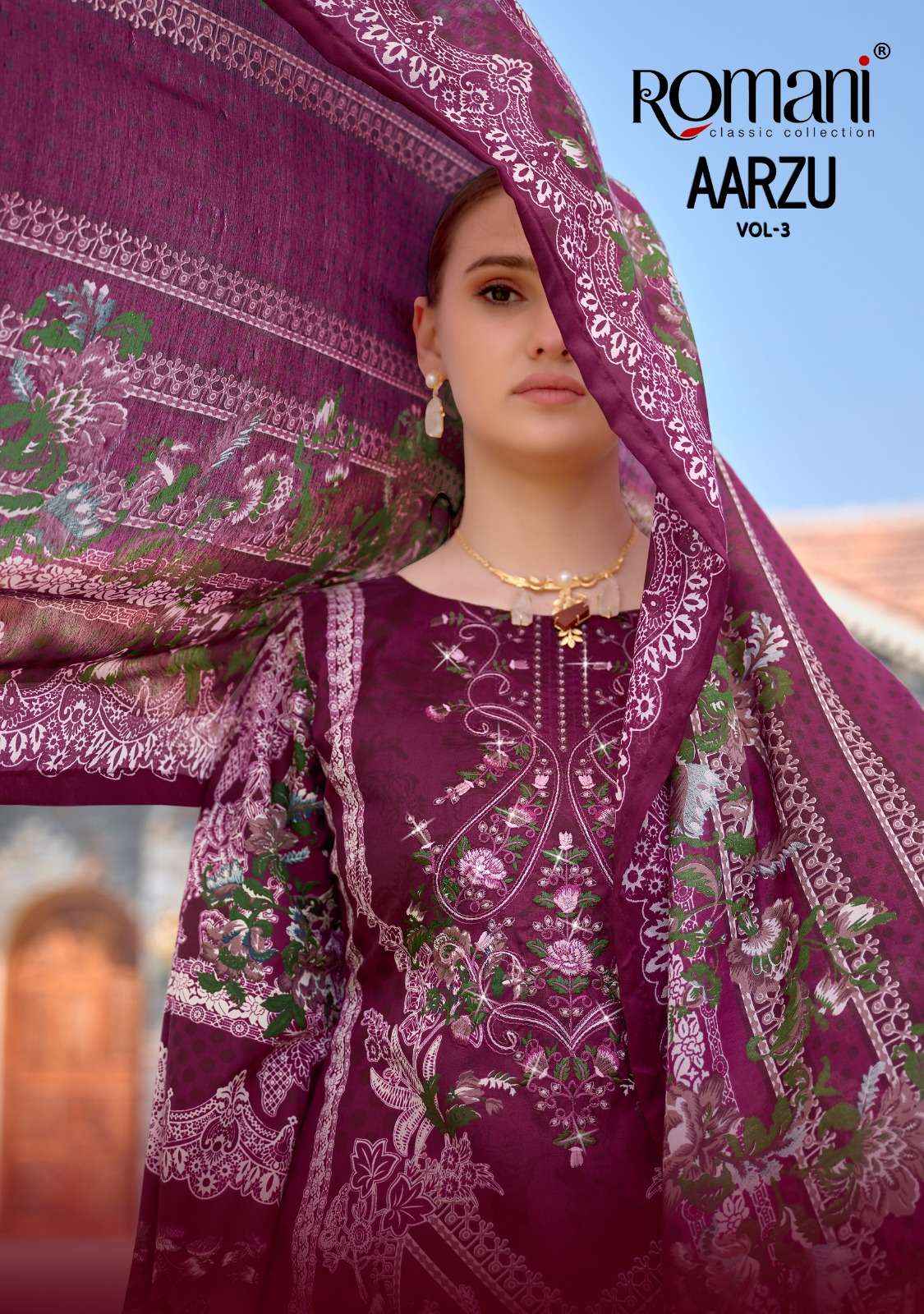 ROMANI AARZU VOL 3 COTTON DIGITAL PRINT SALWAR SUITS ( 8 PCS CATALOG )