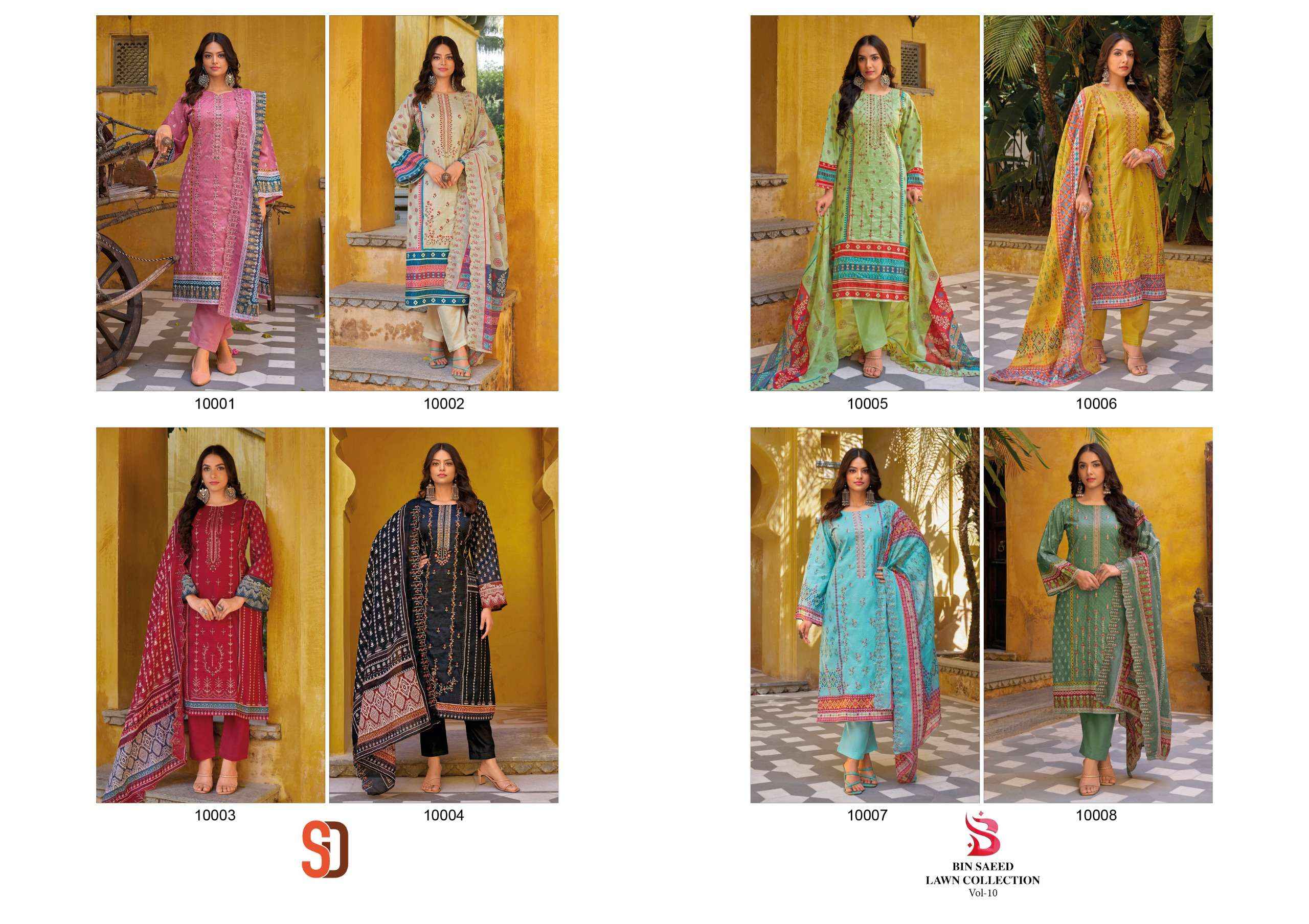 SHARADDHA DESIGNER BIN SAEED LAWN COLLECTION VOL 10 COTTON SUIT ( 8 PCS CATALOG )