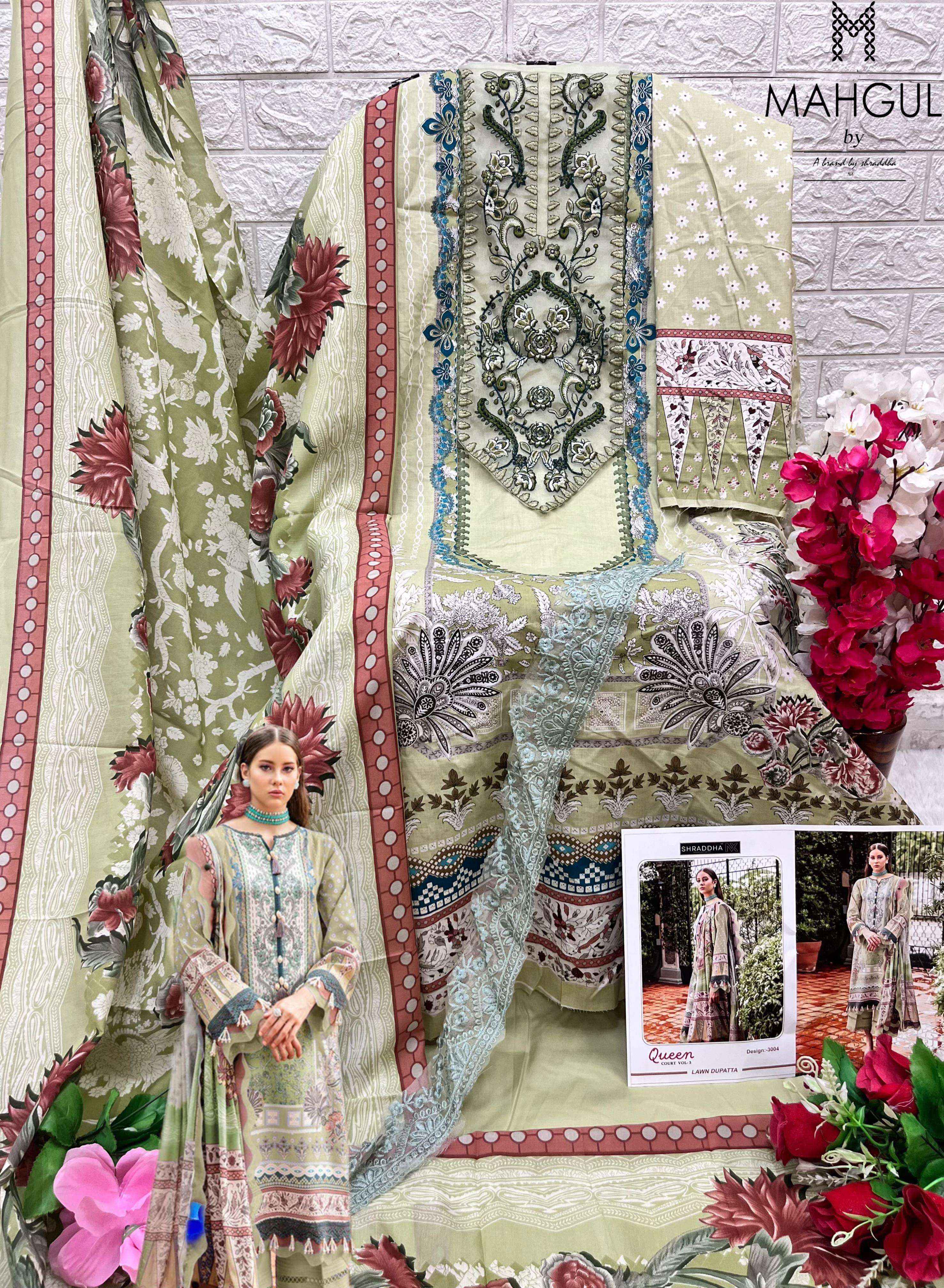 SHARADDHA NX MAHGUL QUEEN COURT VOL 3 LAWN COTTON SUIT ( 4 PCS CATALOG ) COTTON DUPATTA