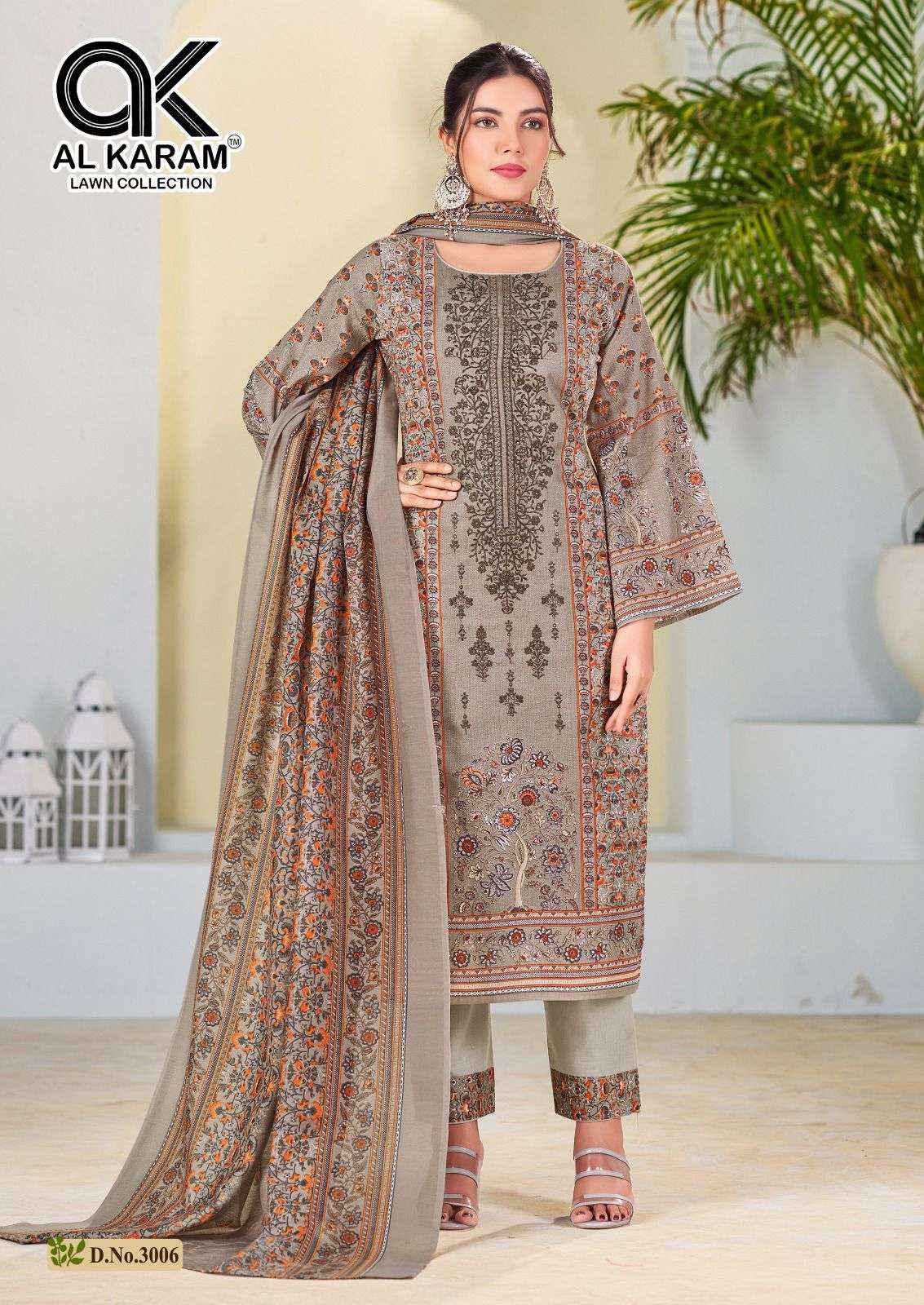 AL KARAM BIN UBAID EMBROIDERED COLLECTION VOL 3 LAWN PAKISTANI SUIT ( 6 PCS CATALOG )