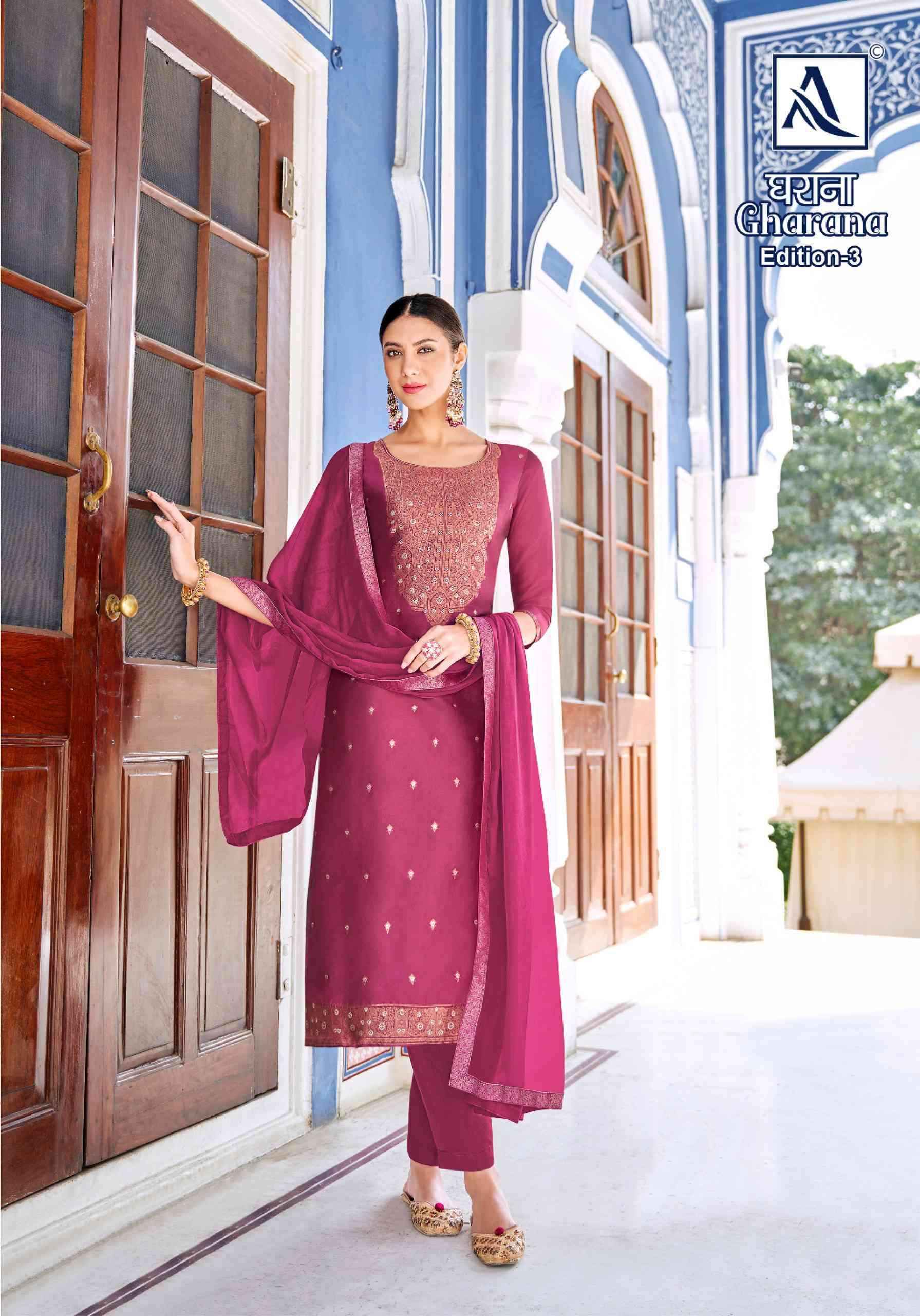 Alok Suit Gharana Vol 3 Festive Wear Ladies Suit Latest Catalog