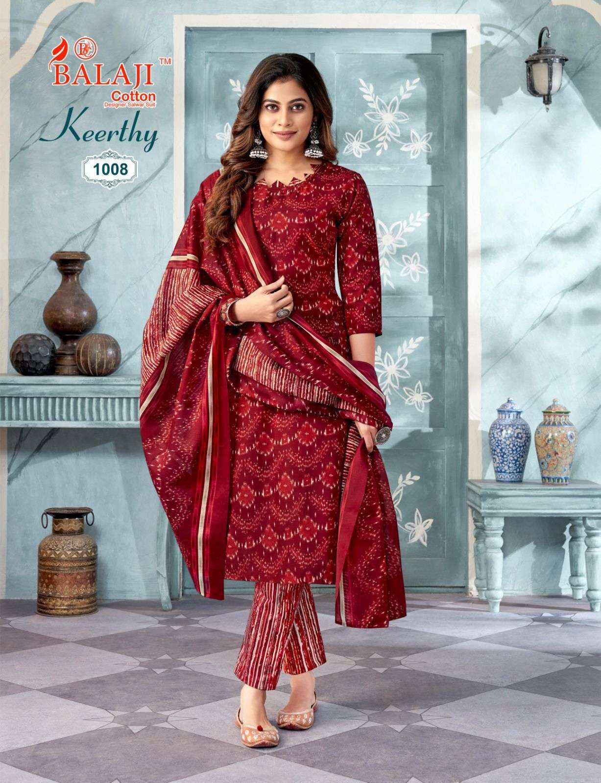 BALAJI COTTON KEERTHY VOL 1 COTTON READYMADE SUITS ( 12 PCS CATALOG )