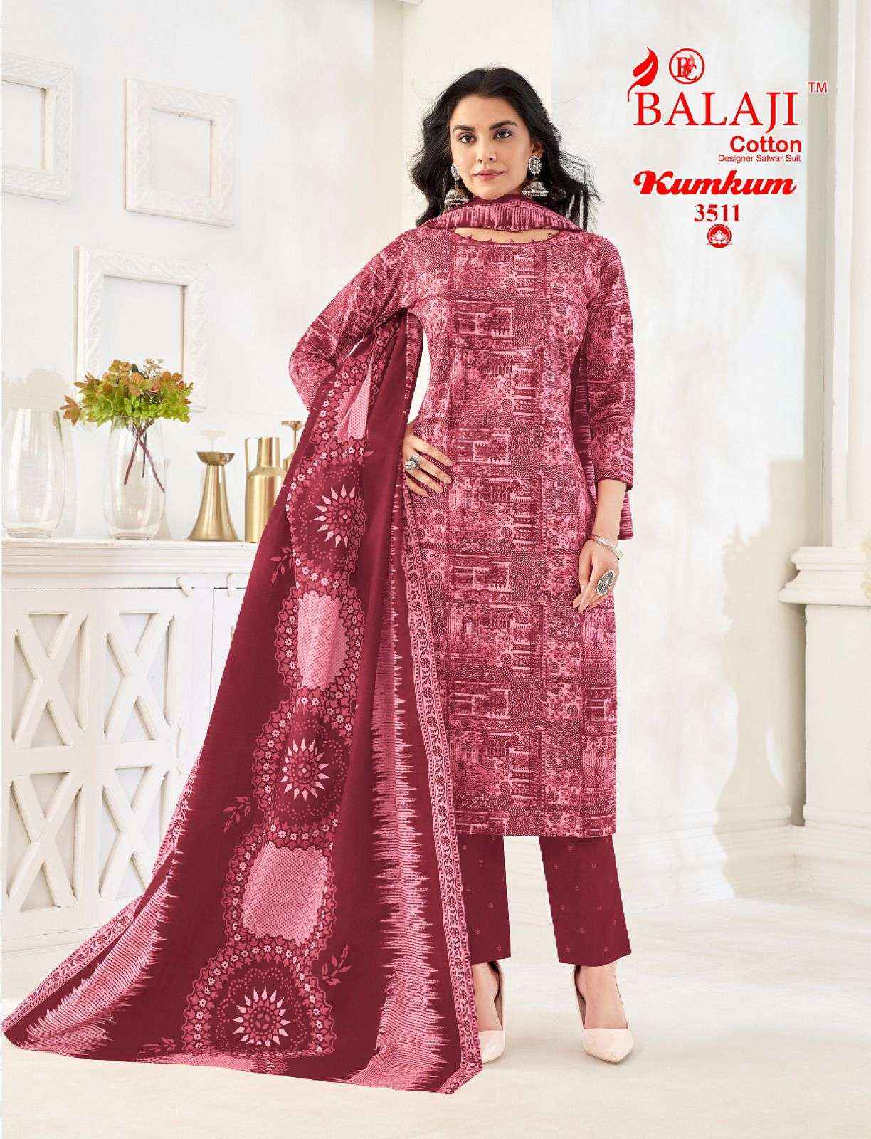 BALAJI COTTON KUMKUM VOL 35 COTTON PRINT DRESS MATERIAL ( 12 PCS CATALOG )