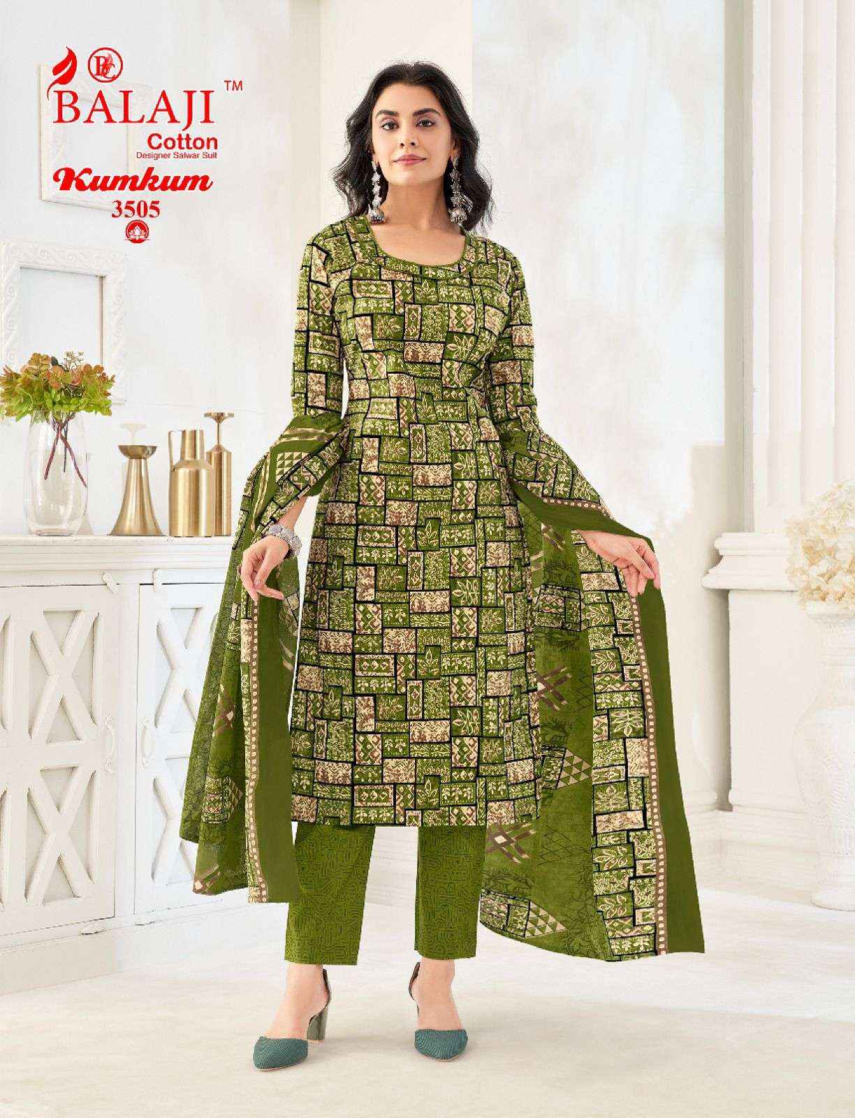 BALAJI COTTON KUMKUM VOL 35 COTTON PRINT DRESS MATERIAL ( 12 PCS CATALOG )